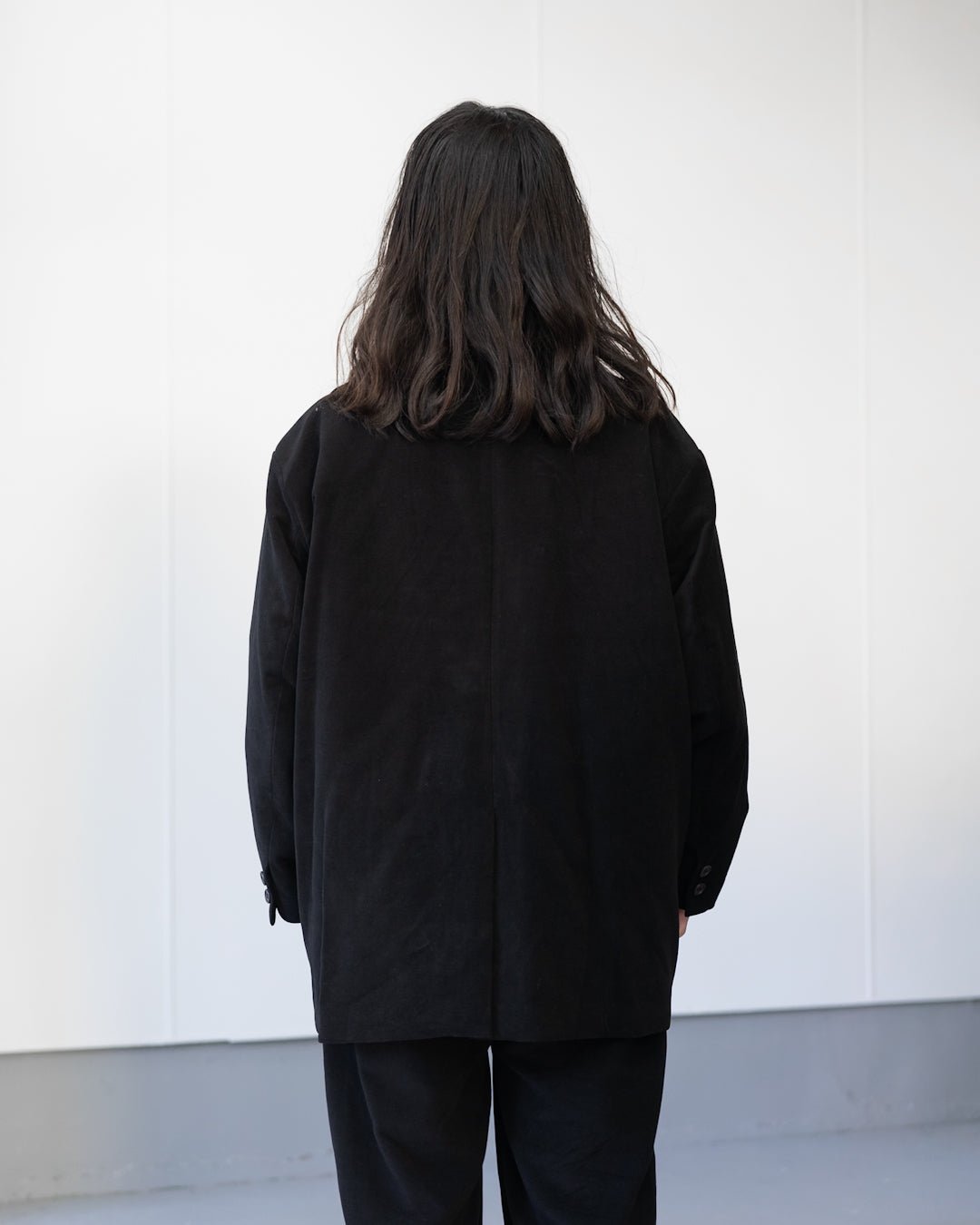 MOLESKIN DOUBLE BREASTED JACKET - BLACK