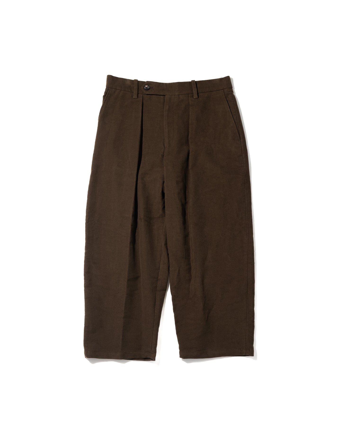 MOLESKIN PLEATED TROUSERS - BROWN