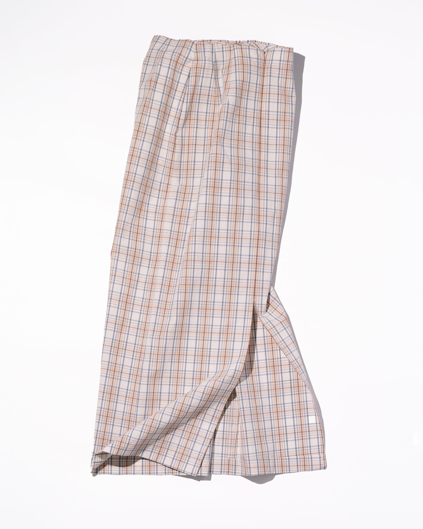 COTTON CHECK SKIRT - BEIGE CHECK