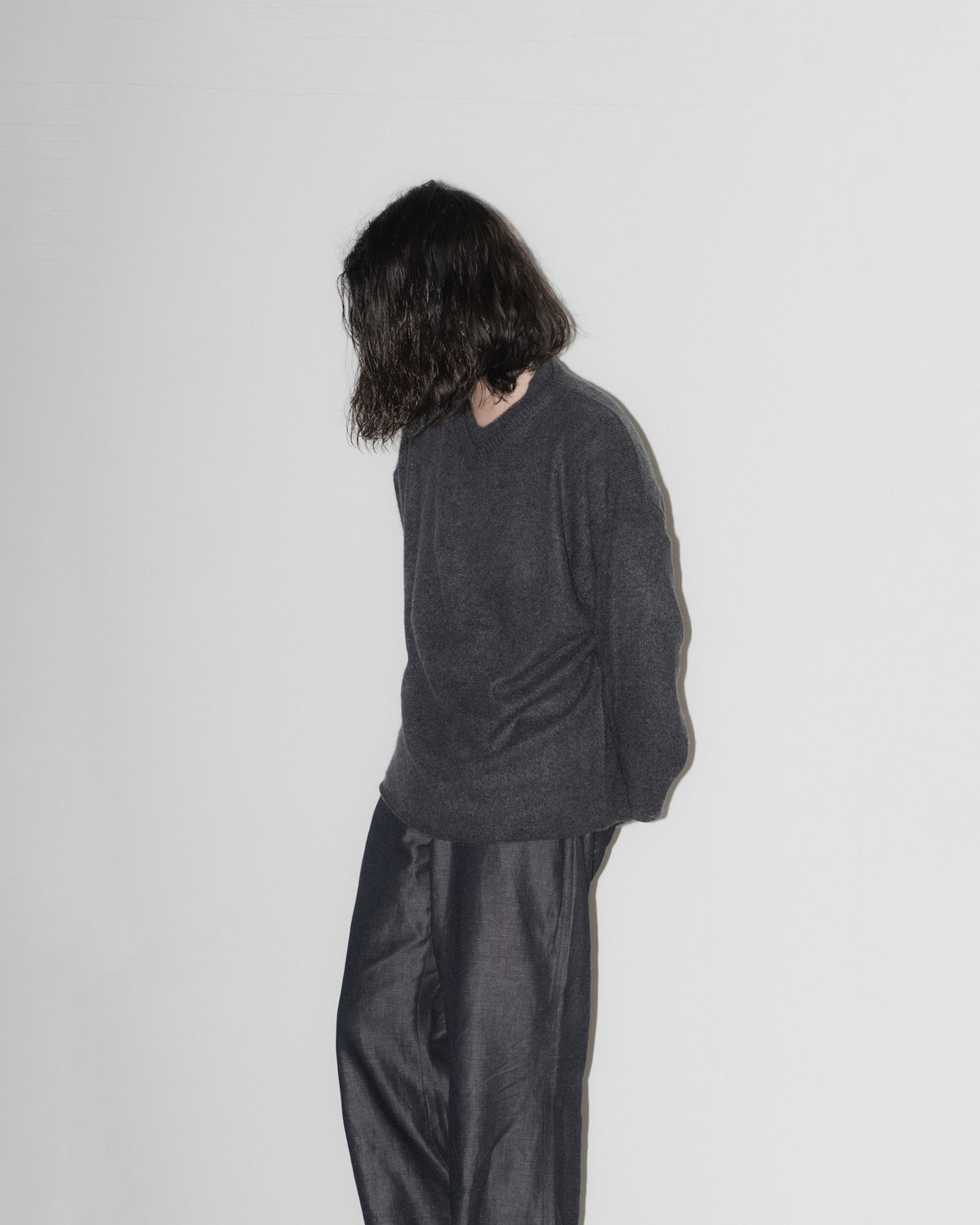 COMFORT TOUCH DOUBLE COLLAR PULLOVER - CHARCOAL GRAY