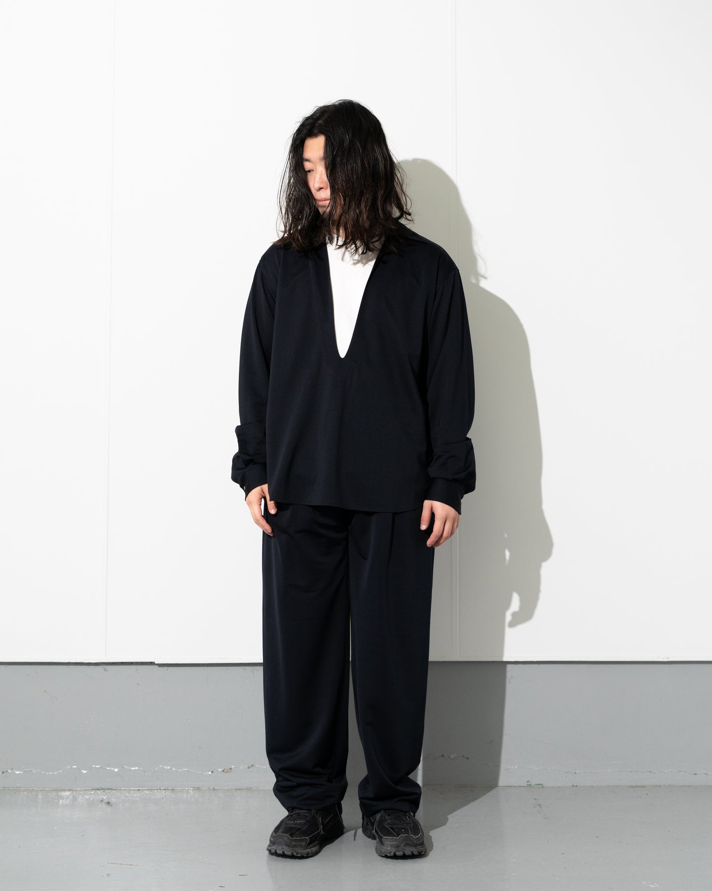 46G SILK BLEND VARRUSE SHIRT - BLACK