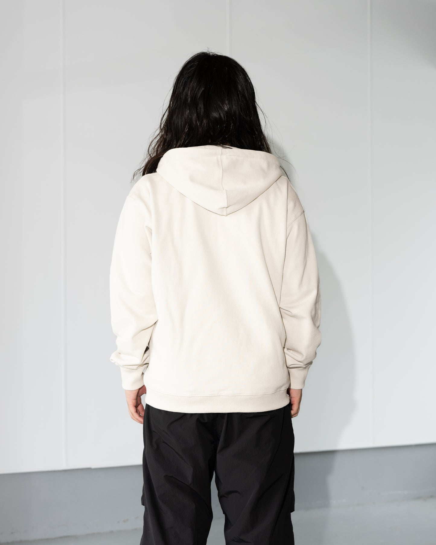 COTTON ZIP UP HOODIE - IVORY