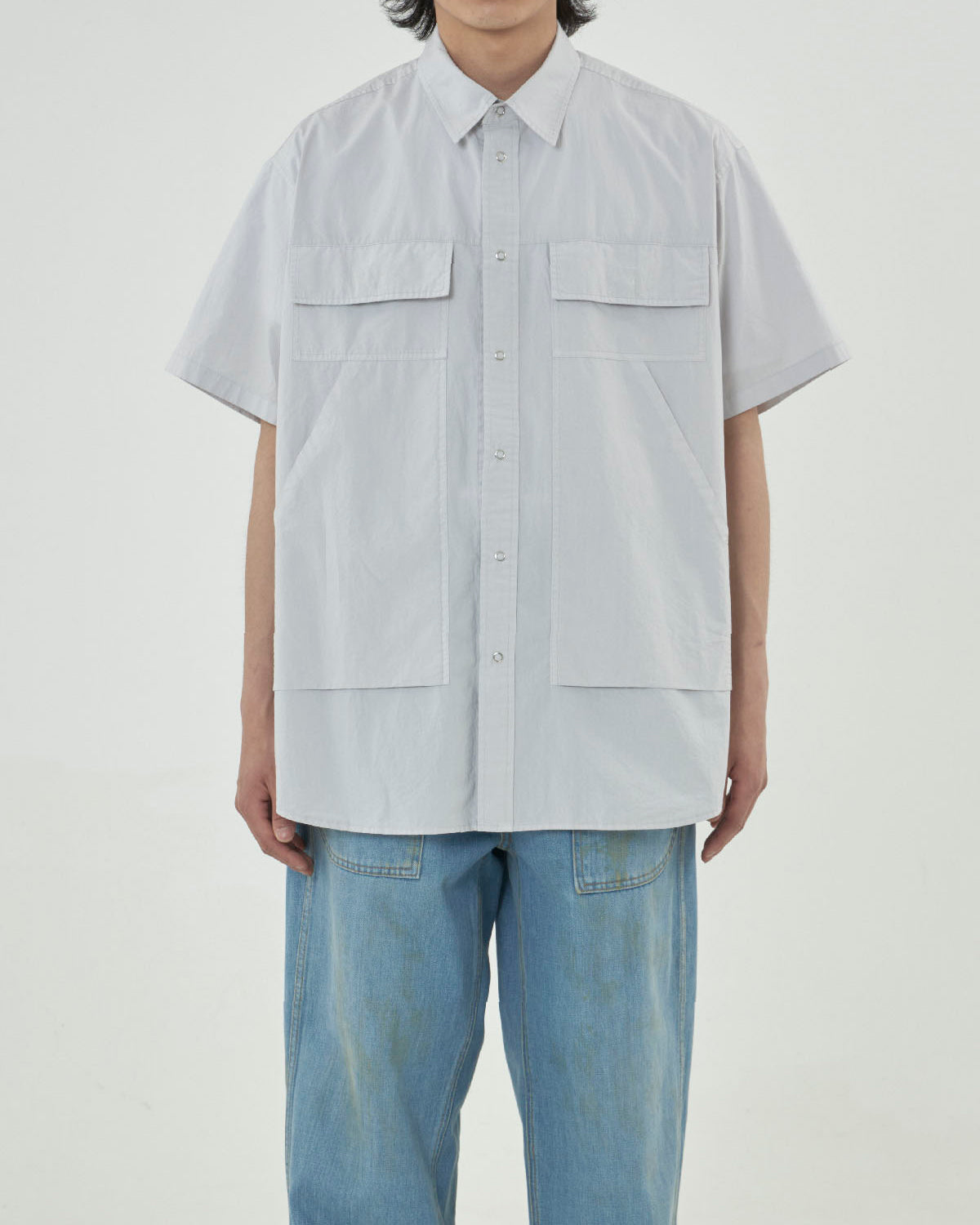 PIONEER S/S MULTI POCKETS SHIRT - LIGHT GREY