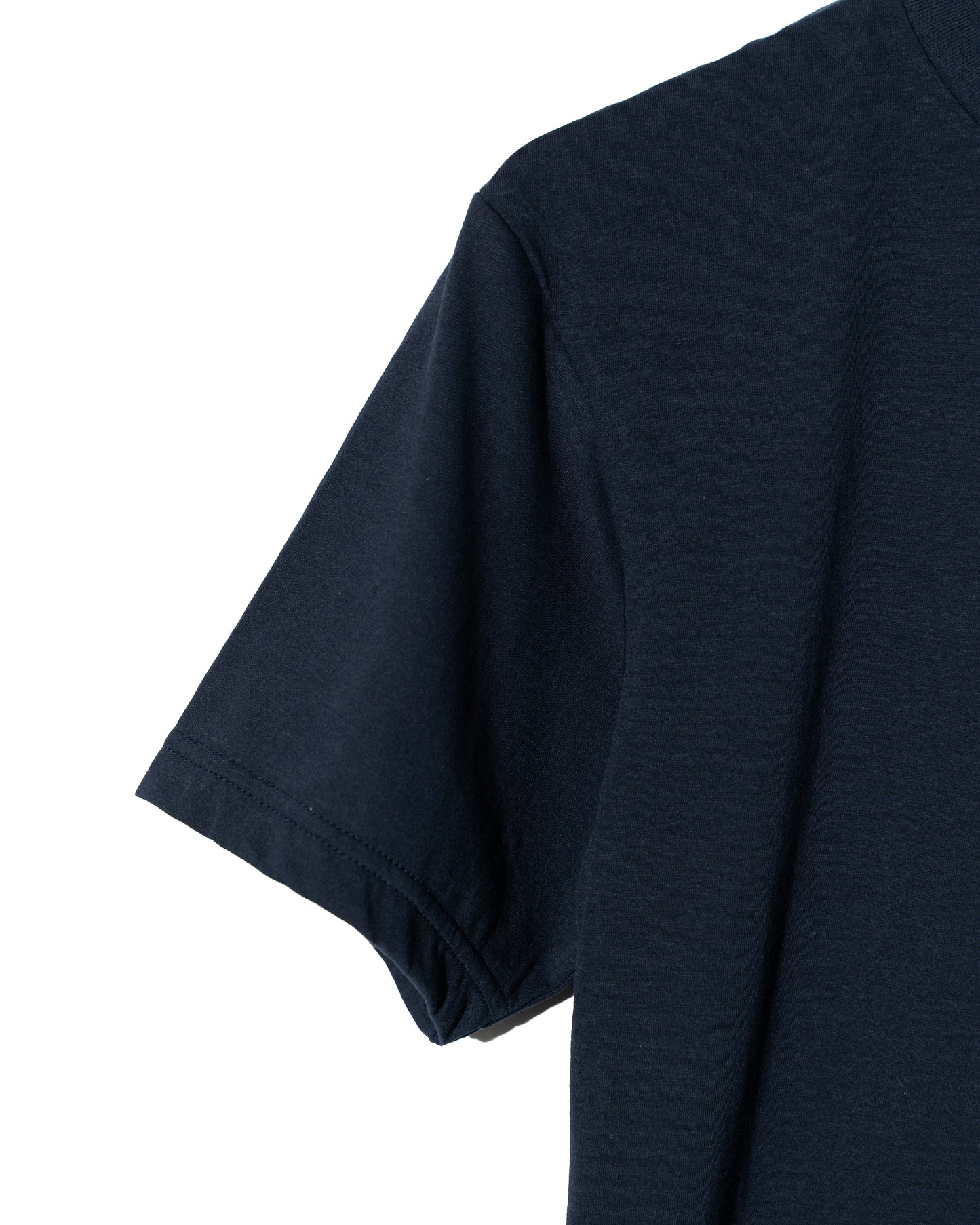 COTTON HENRY NECK S/S T-SHIRT - NAVY