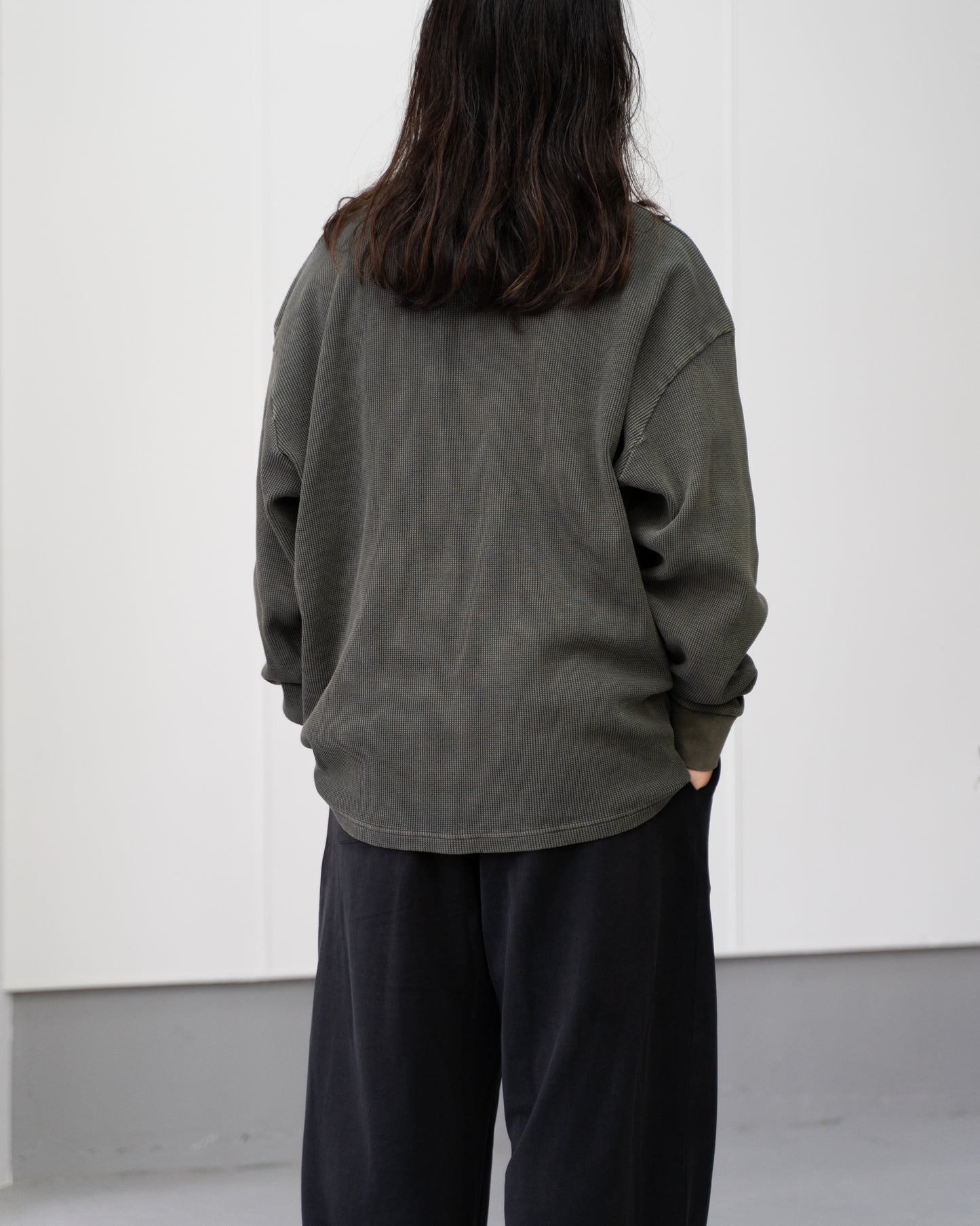 18G GARMENT DYE WAFFLE - CHARCOAL