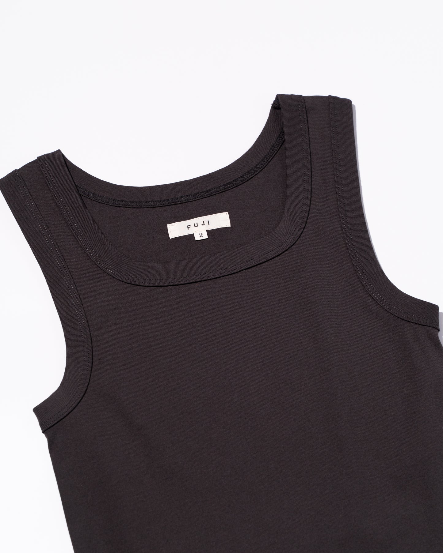 COTTON SQUARE TANK TOP - CHARCOAL GRAY