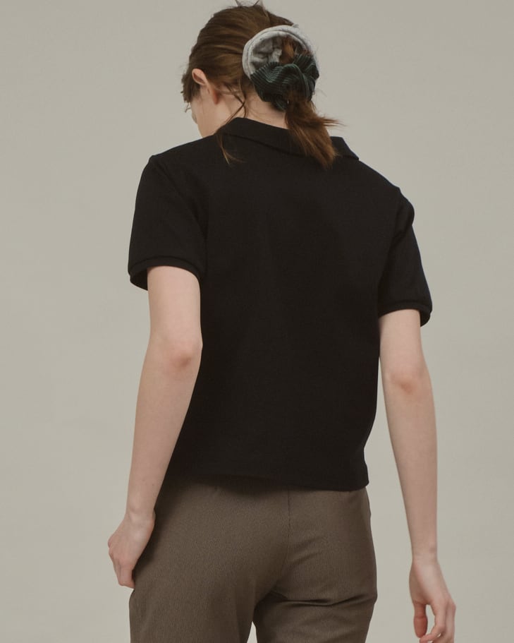 ASYMME POLO WITH TAB - NAVY