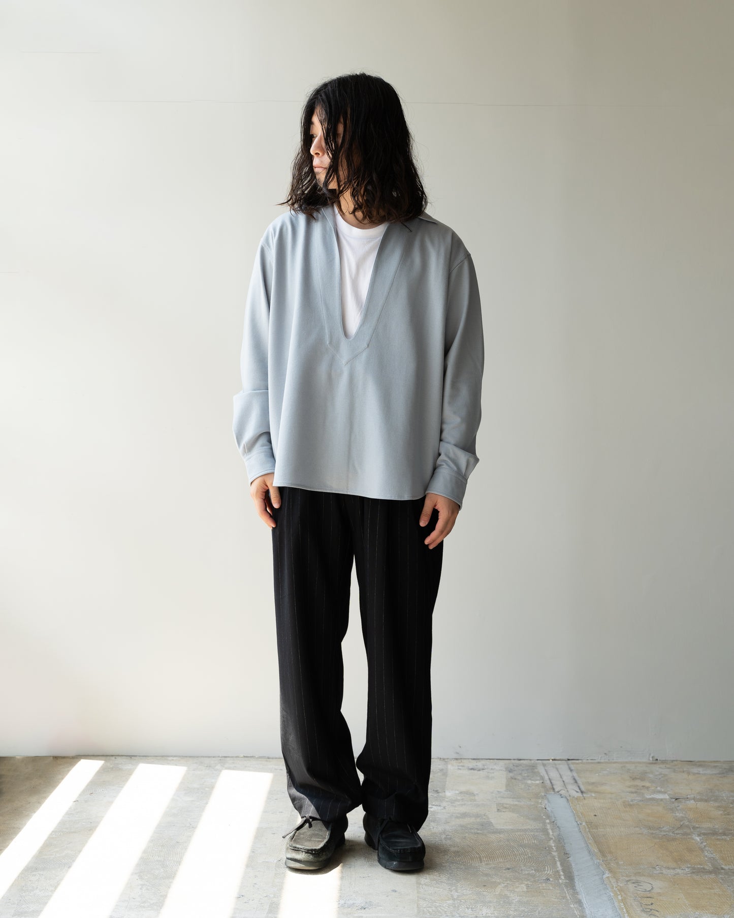 36G WOOL VARRUSE SHIRT - BLUE GRAY
