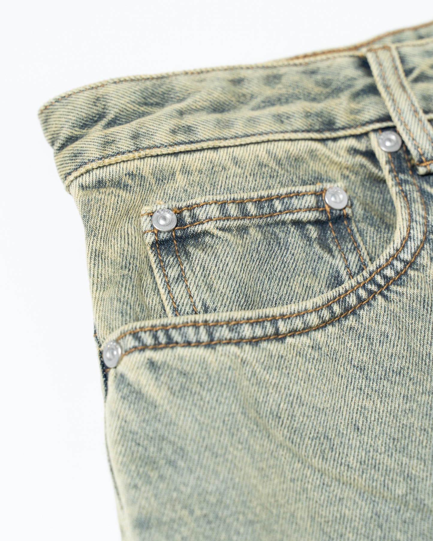 DISTRESSED EXTENDED CUT LUFT JEANS - INDIGO ACID WASH