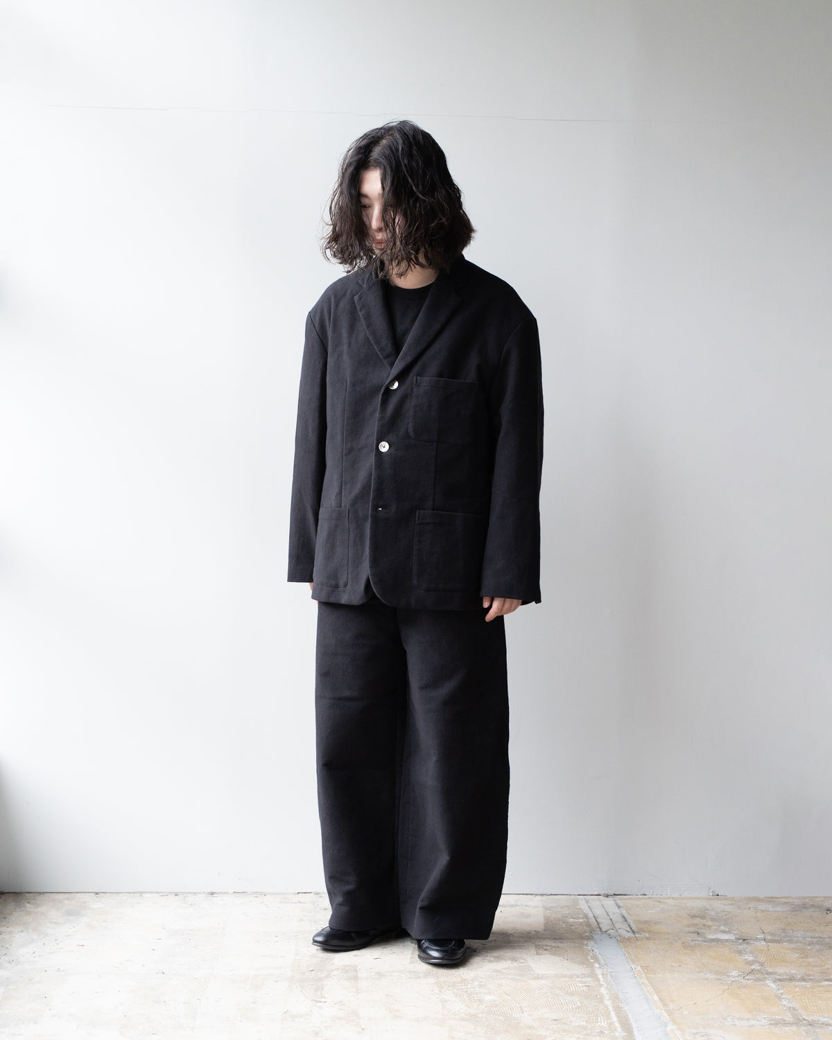 MOLESKIN SINGLE BRESTED JACKET - BLACK