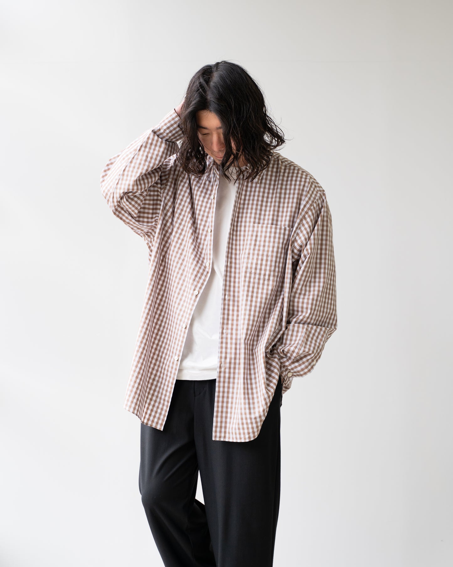 NEW GINGHAM STANDARD SHIRT - BROWN