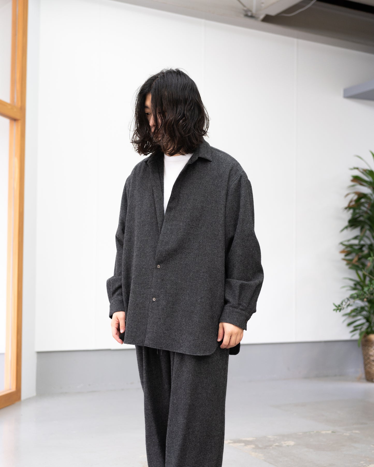 CASHMERE SHIRT JACKET - CHARCOAL GRAY