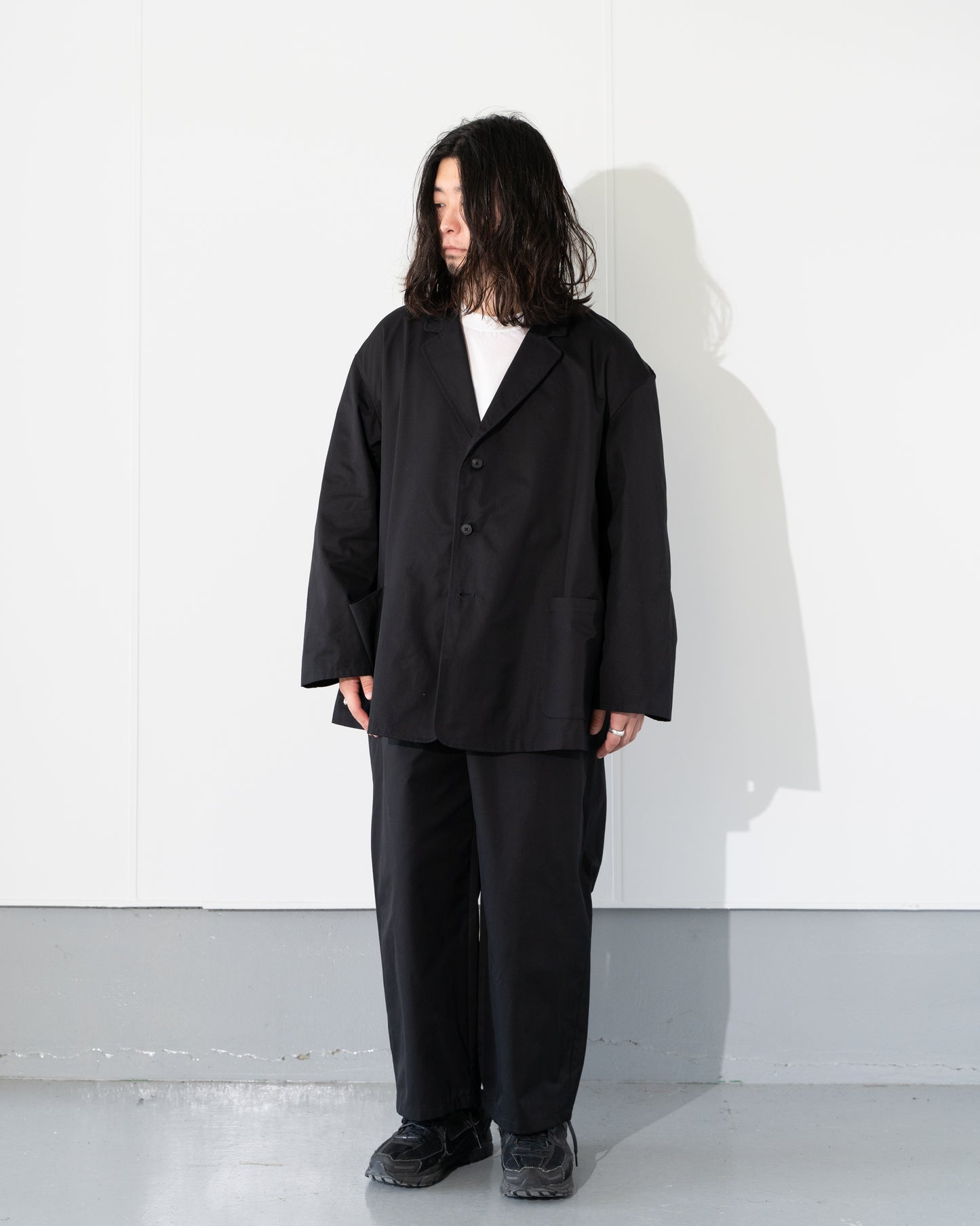 SUPERIOR GABARDINE PLAIN FRONT SLACKS - BLACK