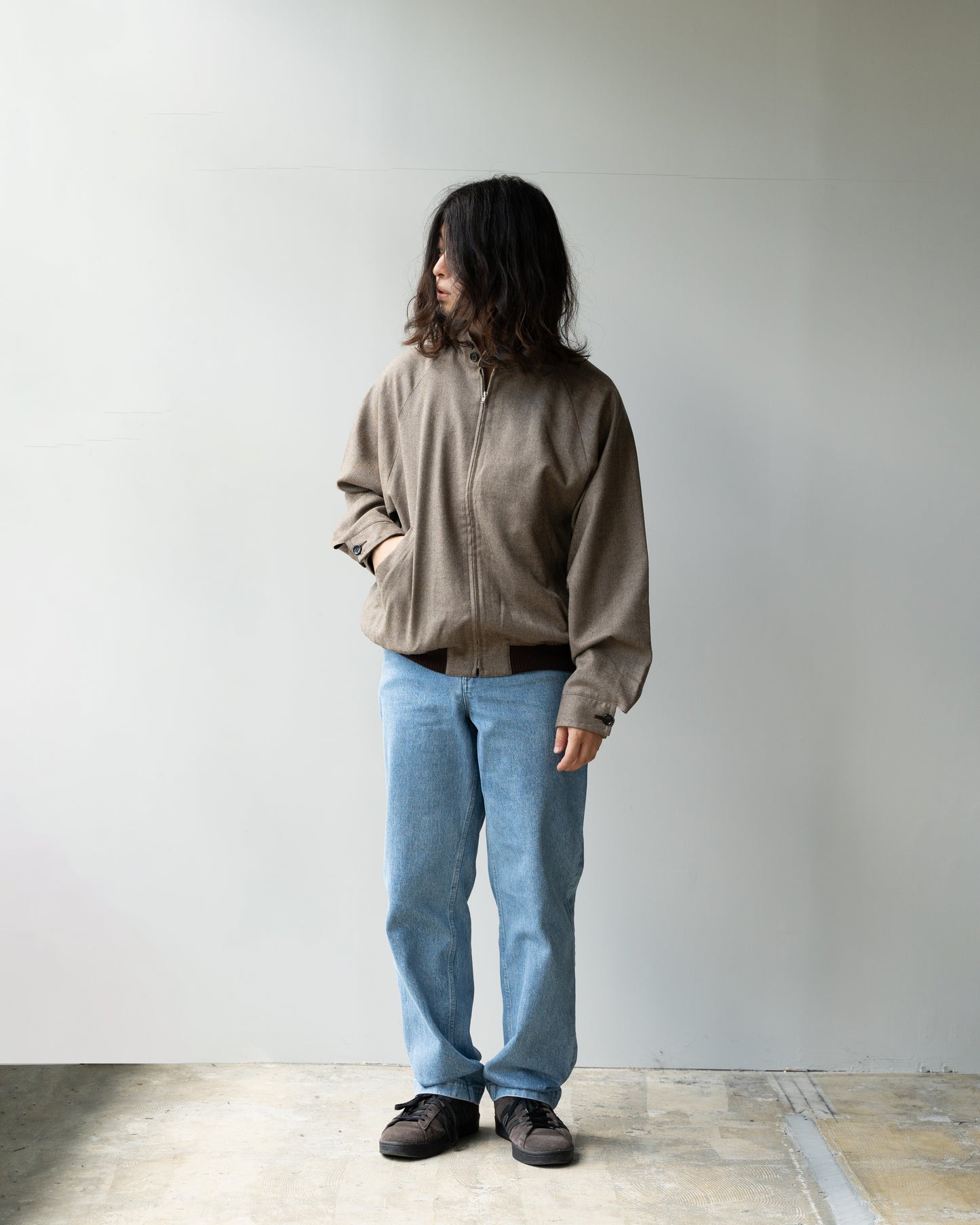 WASH DENIM SLACKS - BLUE