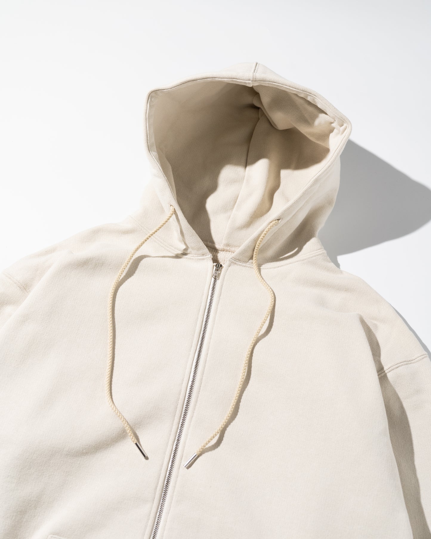 COTTON ZIP UP HOODIE - IVORY
