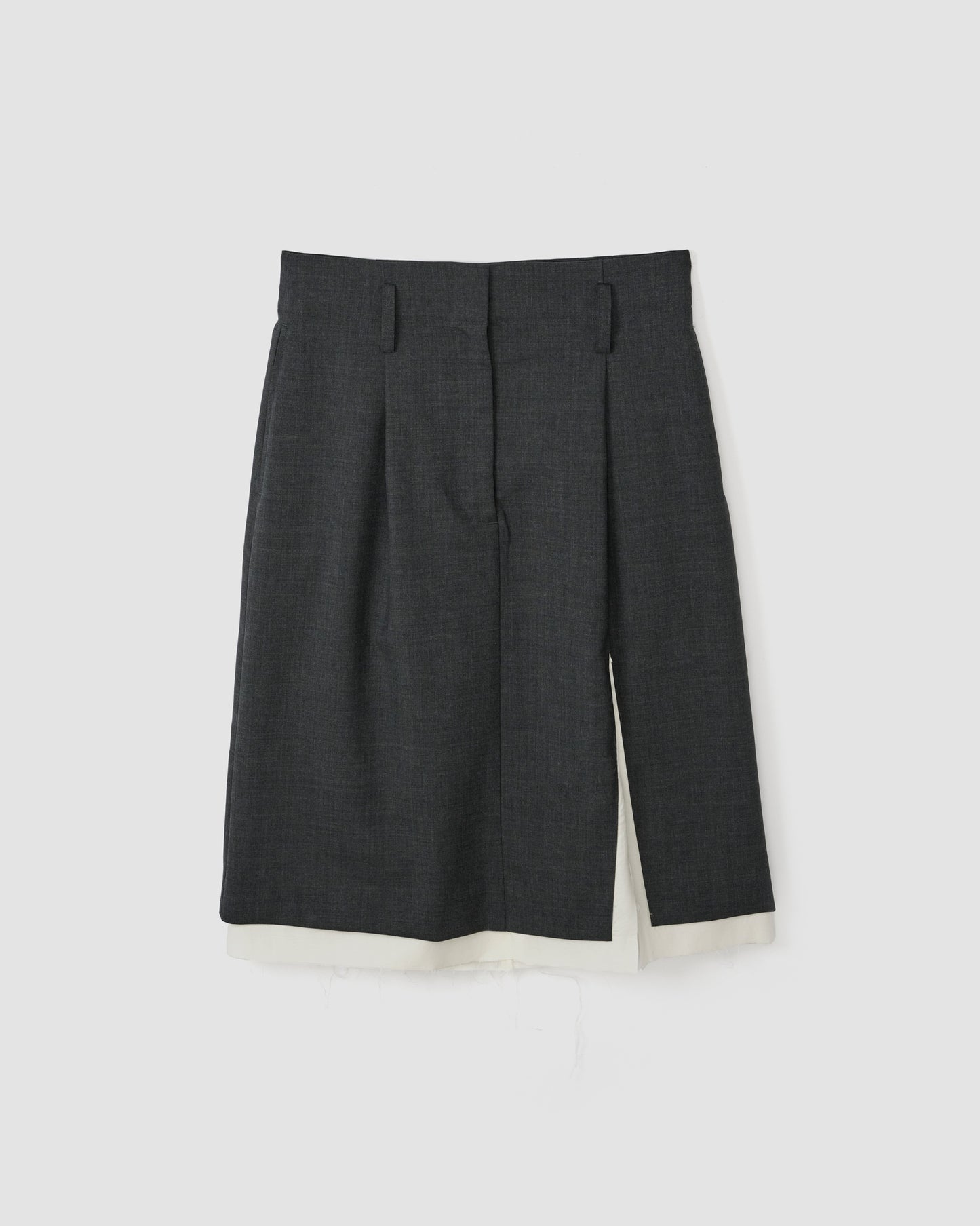 WOOL TROPICAL SLIT SKIRT - GRAY
