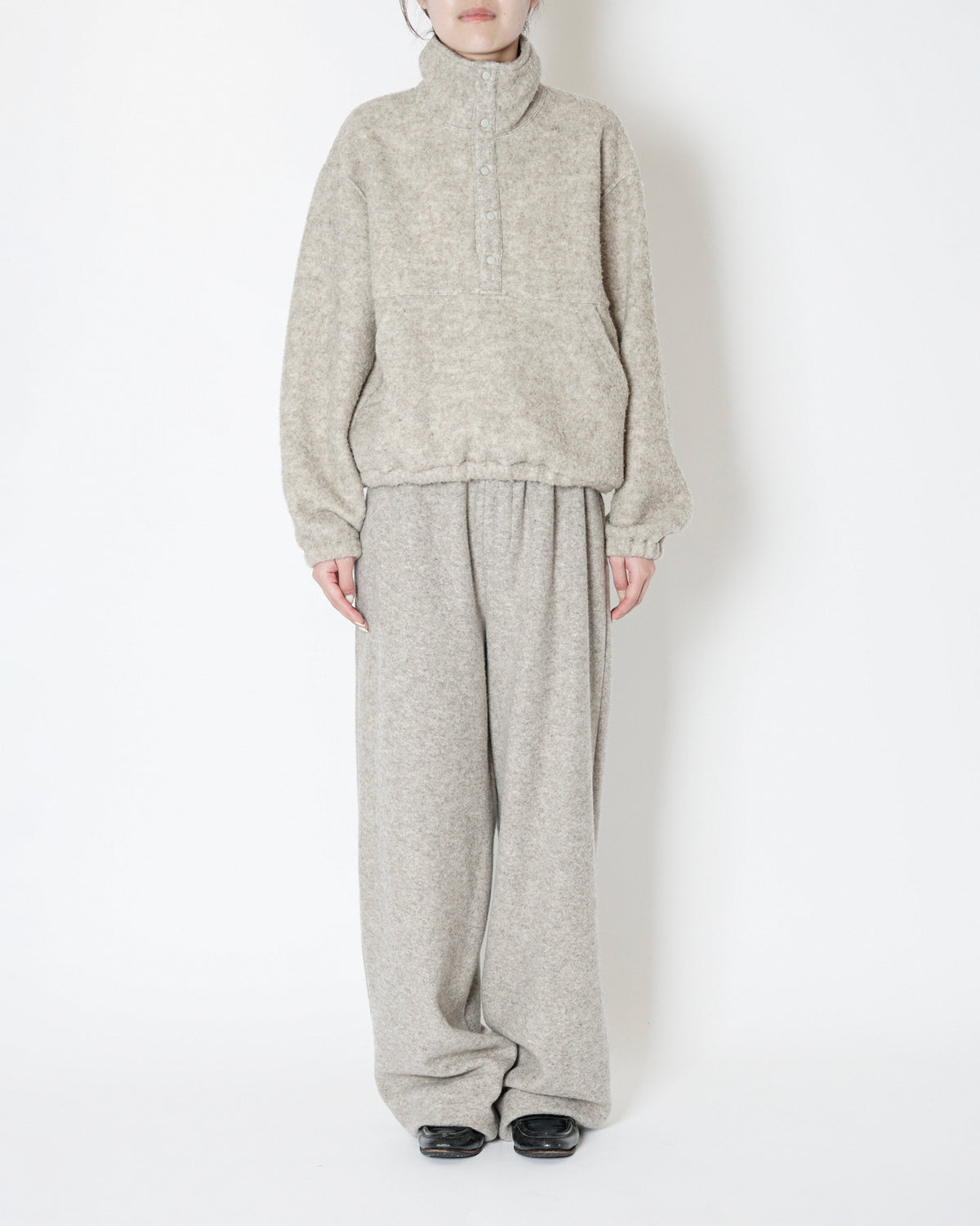 WOOL JERSEY EASY PANTS - BEIGE