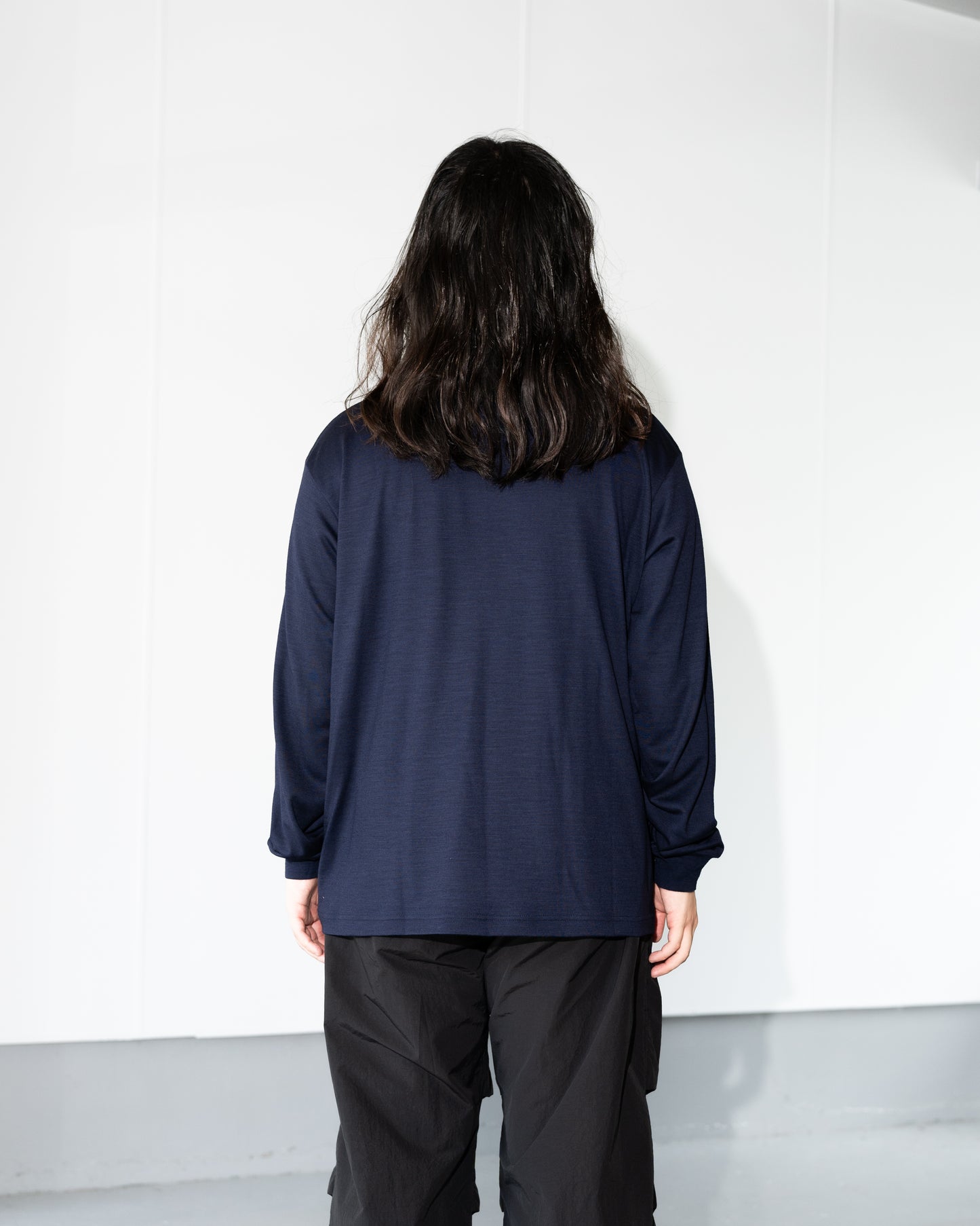 WOOL L/S T-SHIRTS - NAVY