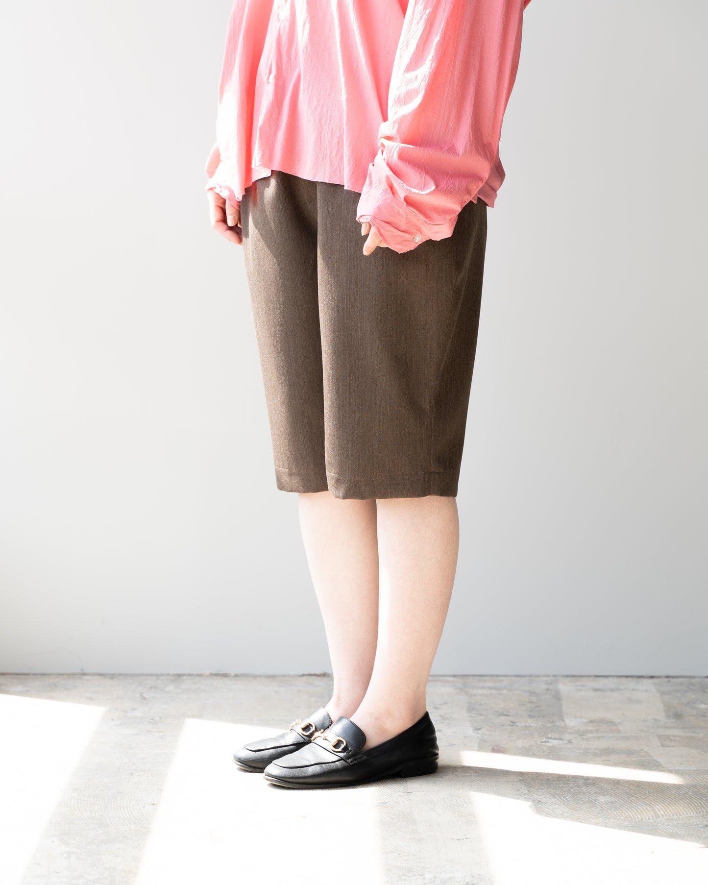 WOOL SHORTS (FEMME) - BROWN