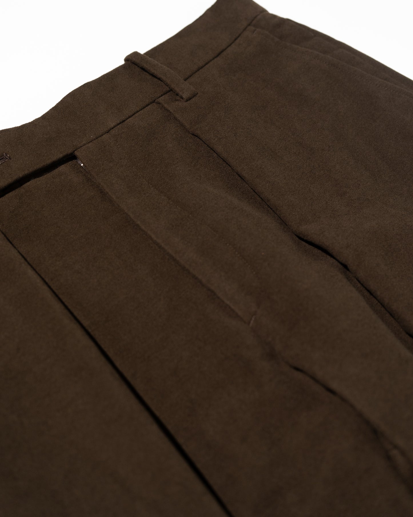MOLESKIN PLEATED TROUSERS - BROWN
