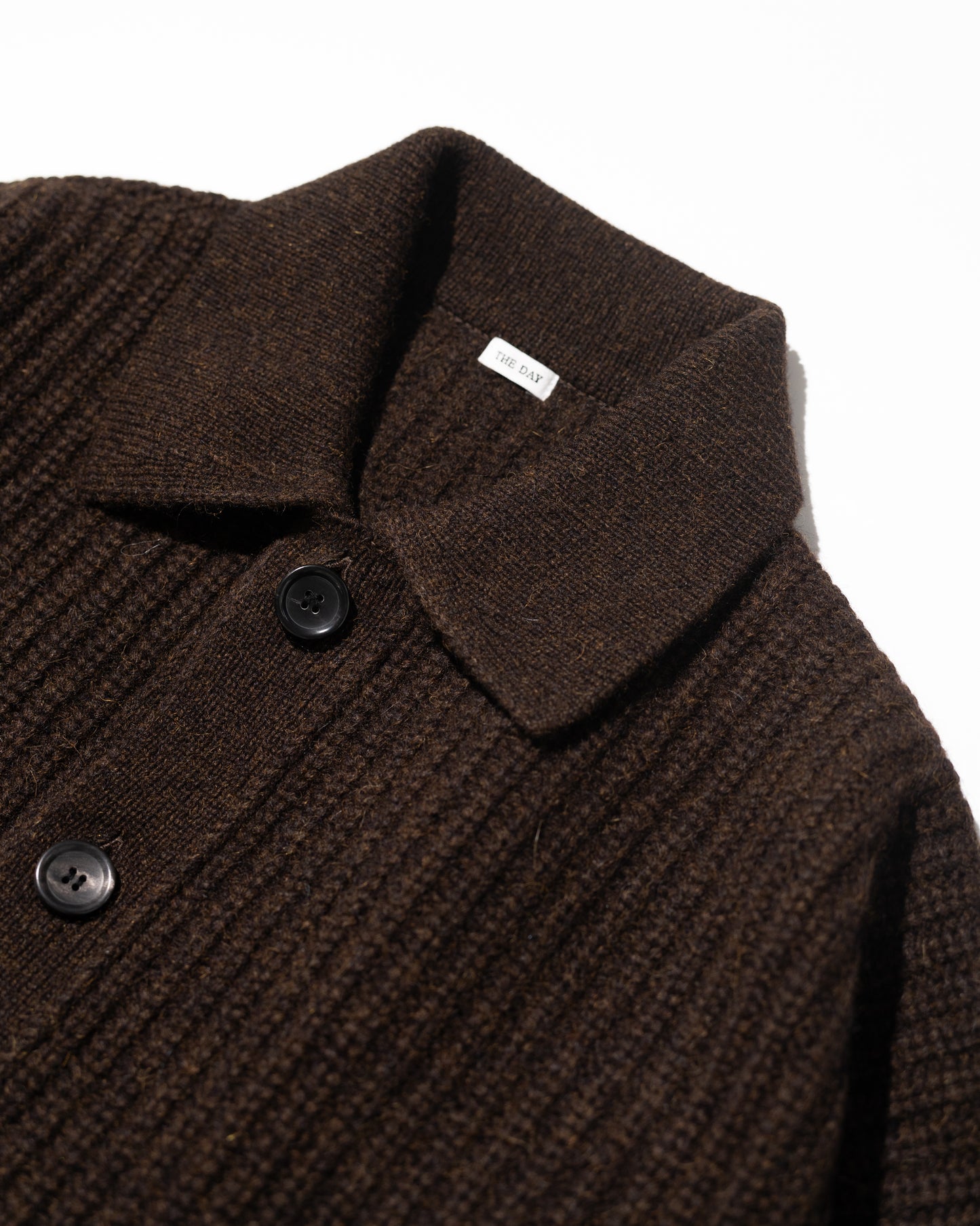 BABY ALPACA KNIT JACKET - BROWN