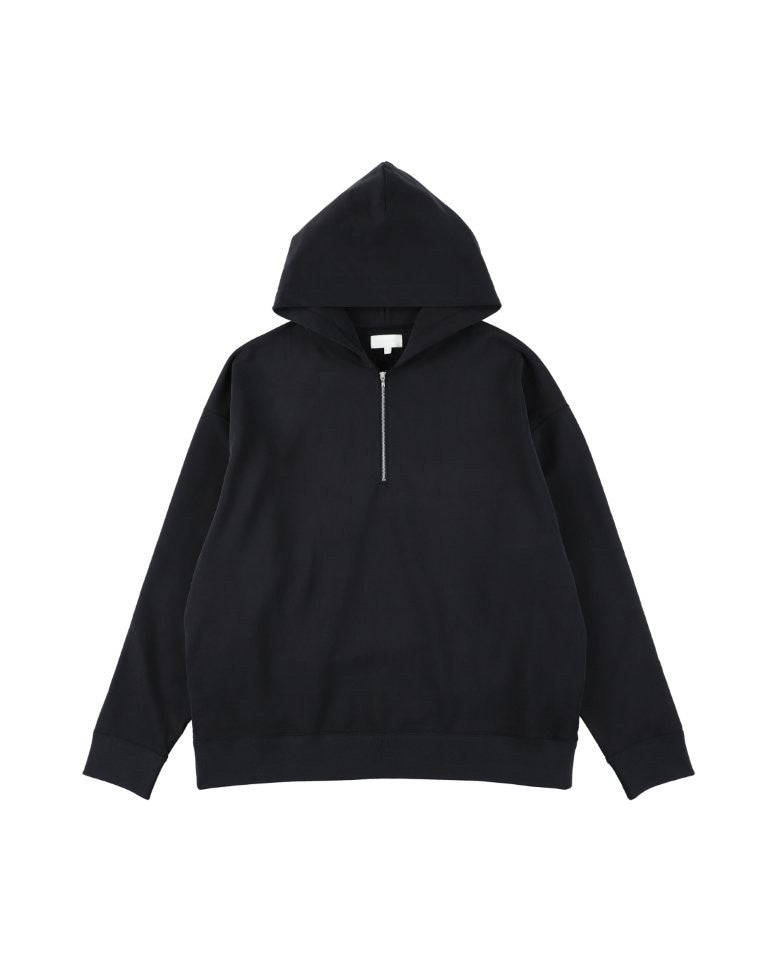 28G CUPRO HALF ZIP HOODIE - BLACK