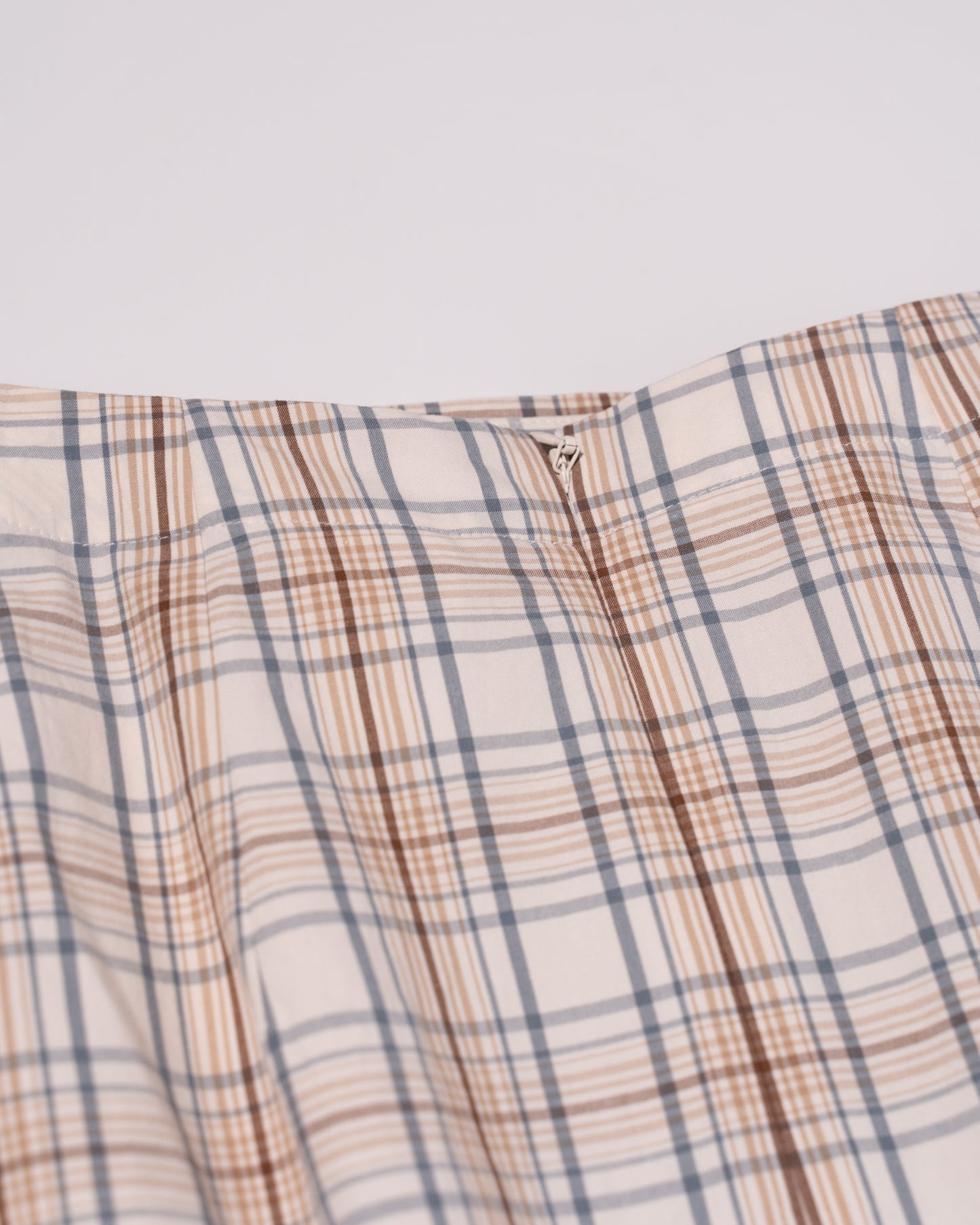 COTTON CHECK SKIRT - BEIGE CHECK