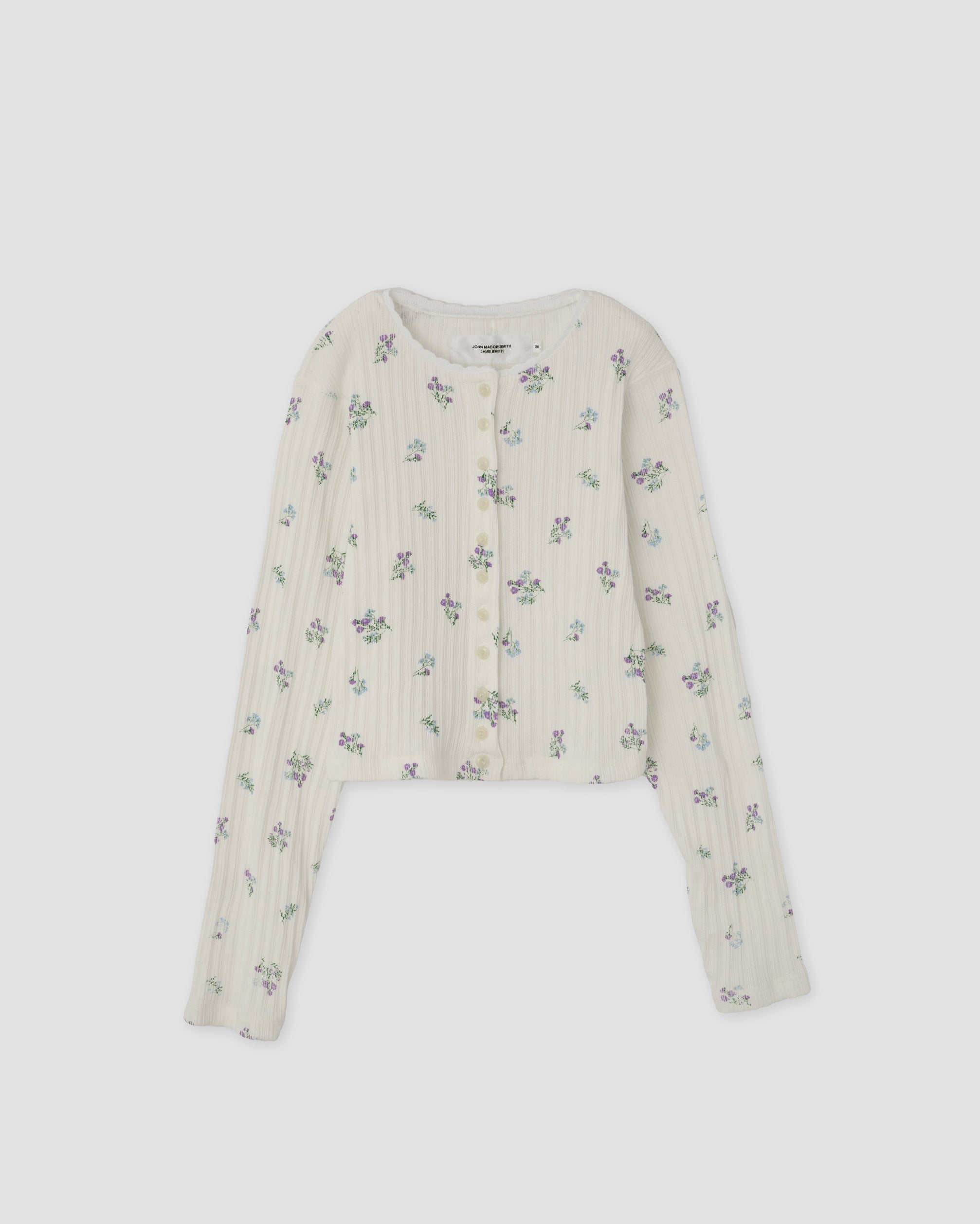 JANE SMITH (ジェーンスミス) COTTON EYELET RIB FLOWER CARDIGAN