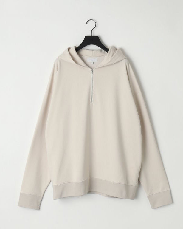 28G CUPRO HALF ZIP HOODIE - WHITE