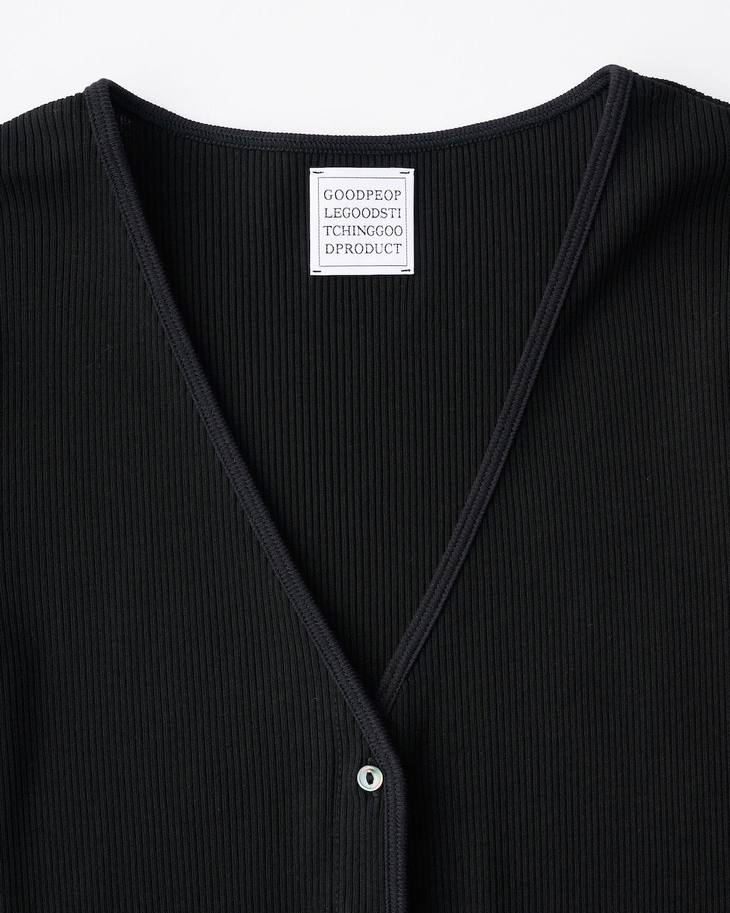 FRESCA-ZERO THICK RIB V NECK CARDIGAN - BLACK