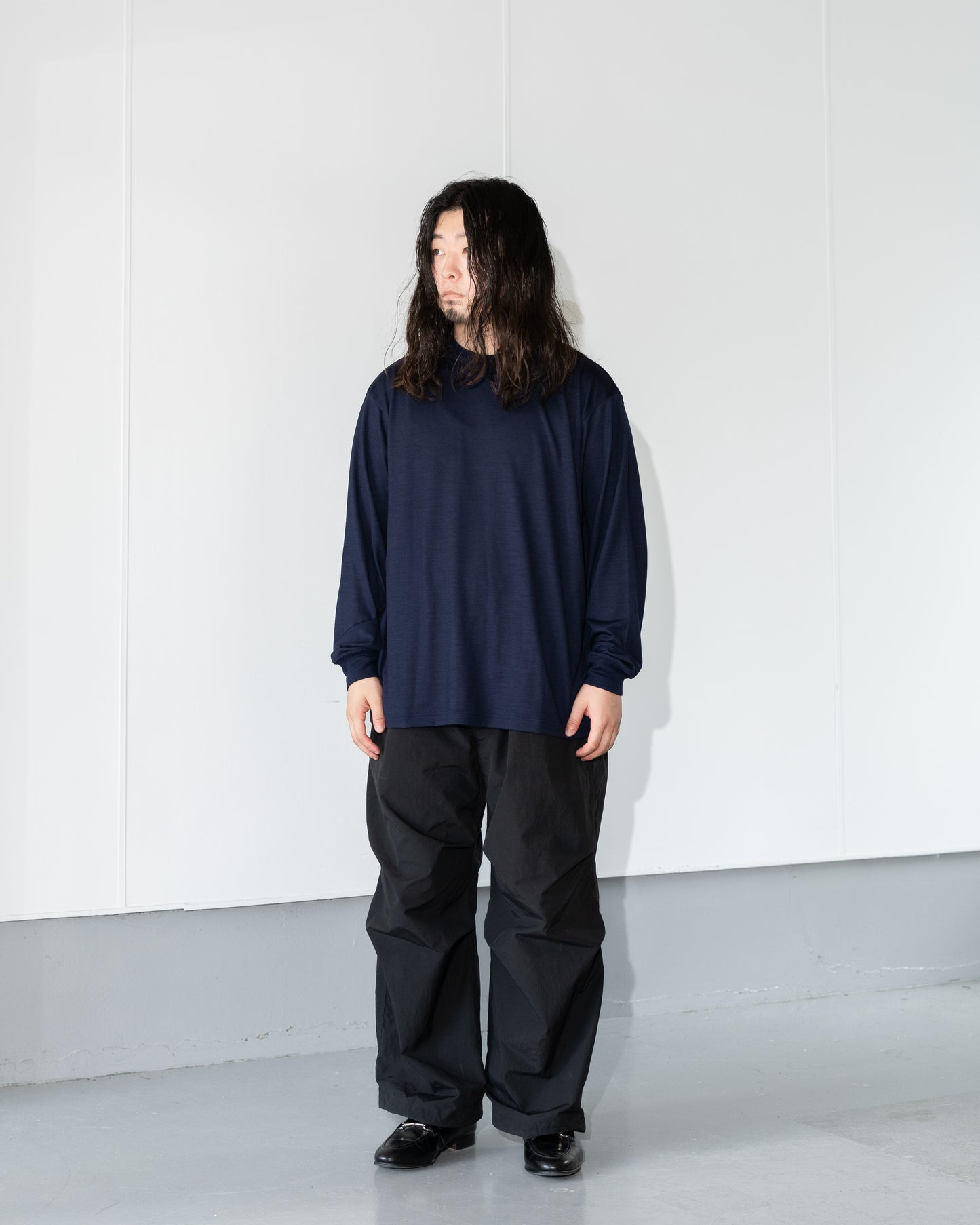 WOOL L/S T-SHIRTS - NAVY