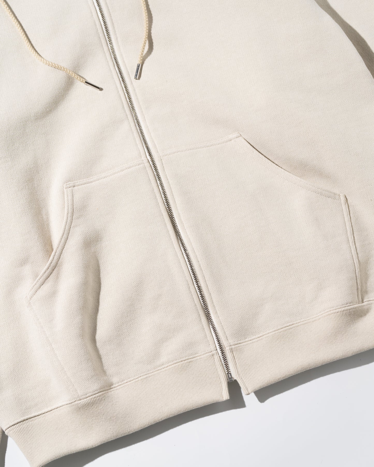 COTTON ZIP UP HOODIE - IVORY