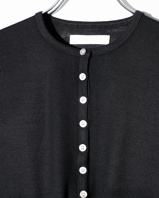 WOOL JERSEY DETACHABLE CARDIGAN - BLACK
