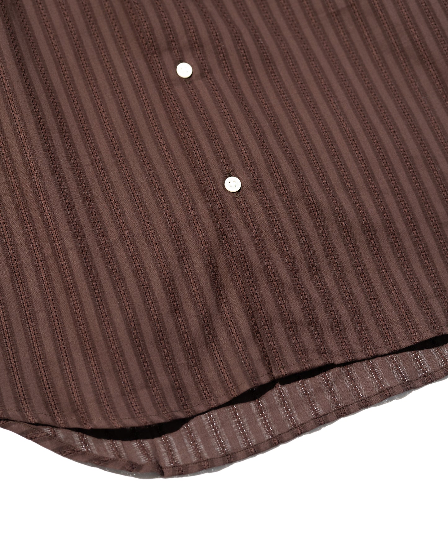 LENO WEAVE COTTON STRIPE SHIRT - BROWN