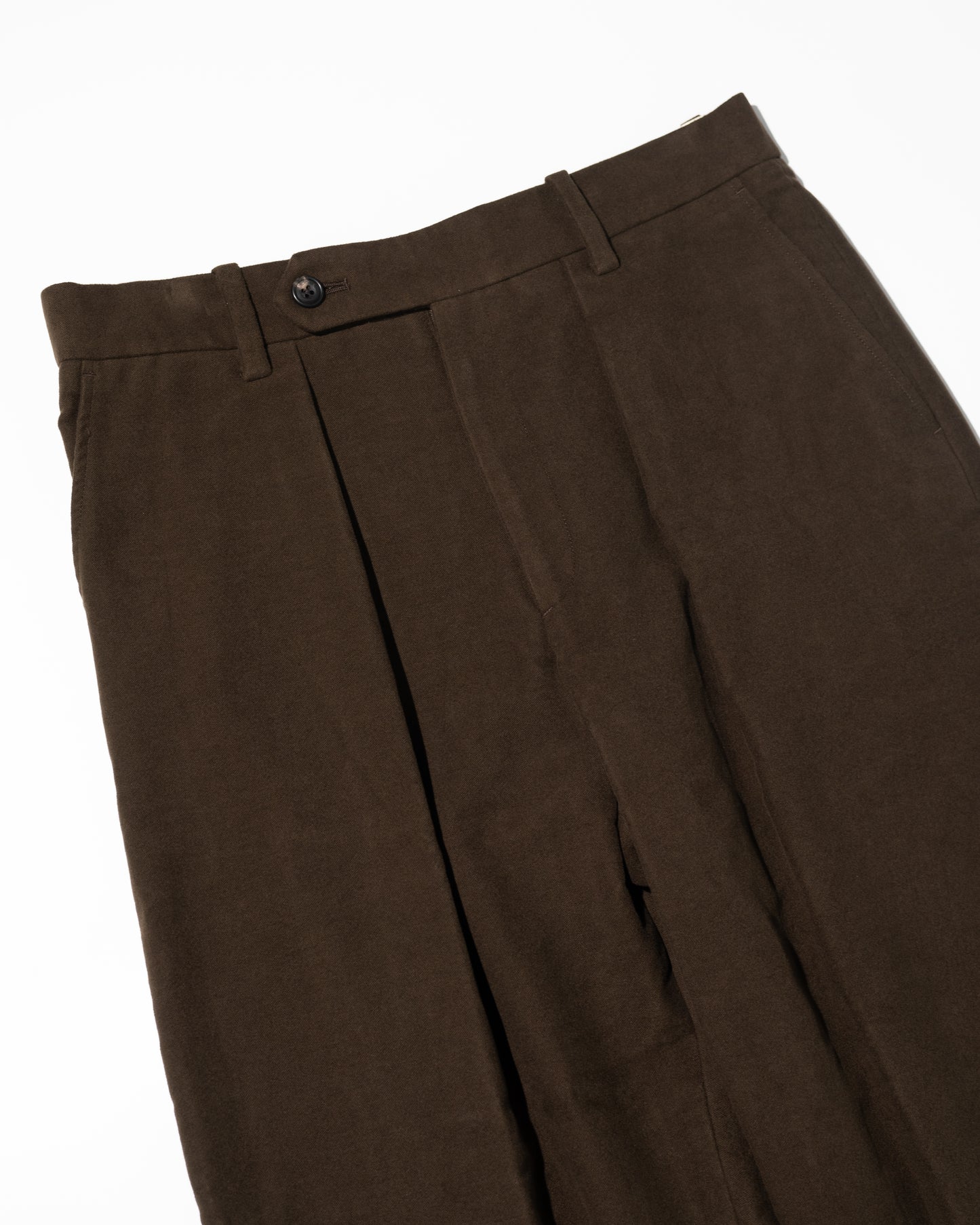 MOLESKIN PLEATED TROUSERS - BROWN