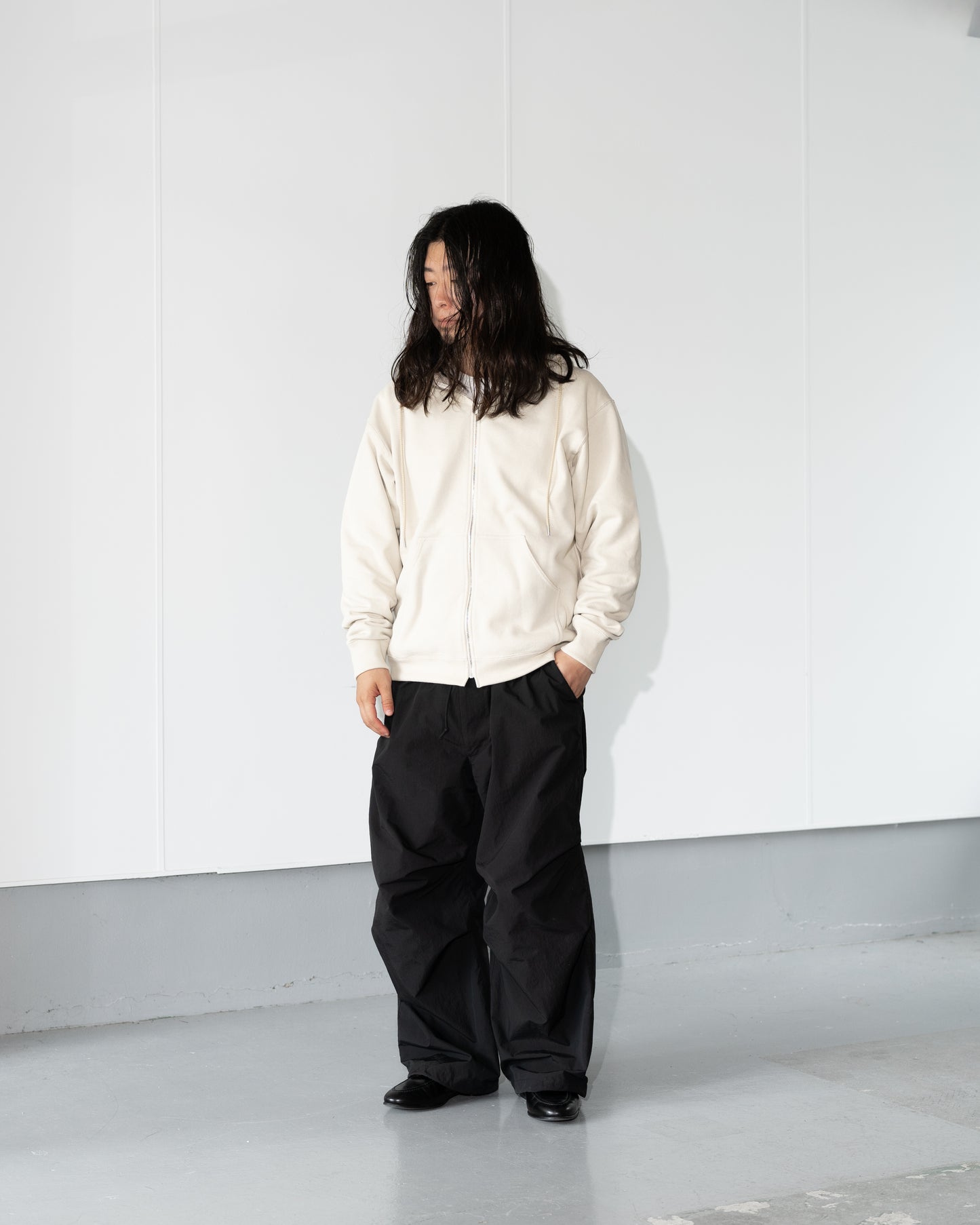 COTTON ZIP UP HOODIE - IVORY