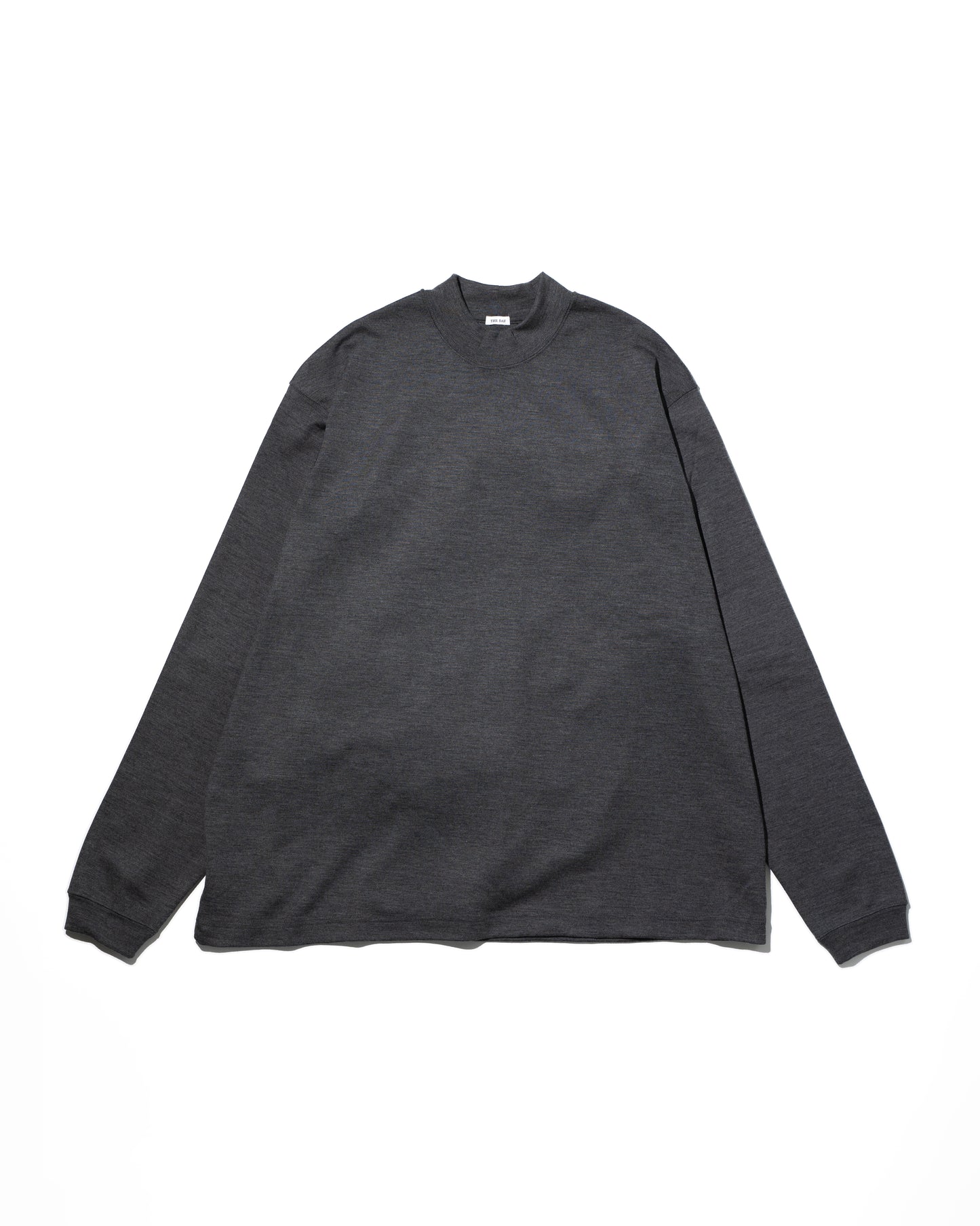 MERINO WOOL MOCK NECK LONG SLEEVE SHIRT - GRAY