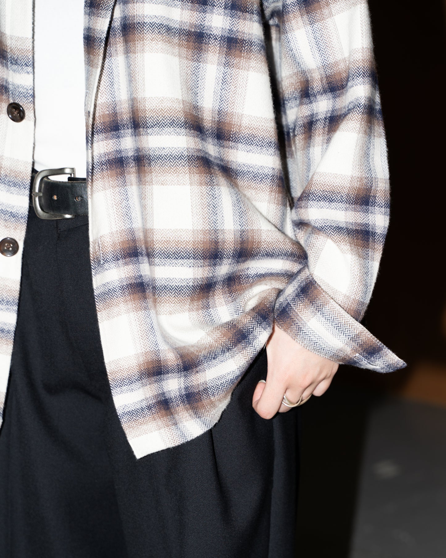 COTTON CHECK SHIRT JACKET (femme) - BROWN NAVY CHECK