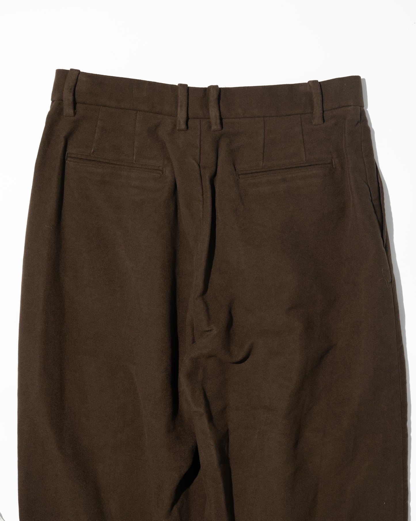 MOLESKIN PLEATED TROUSERS - BROWN