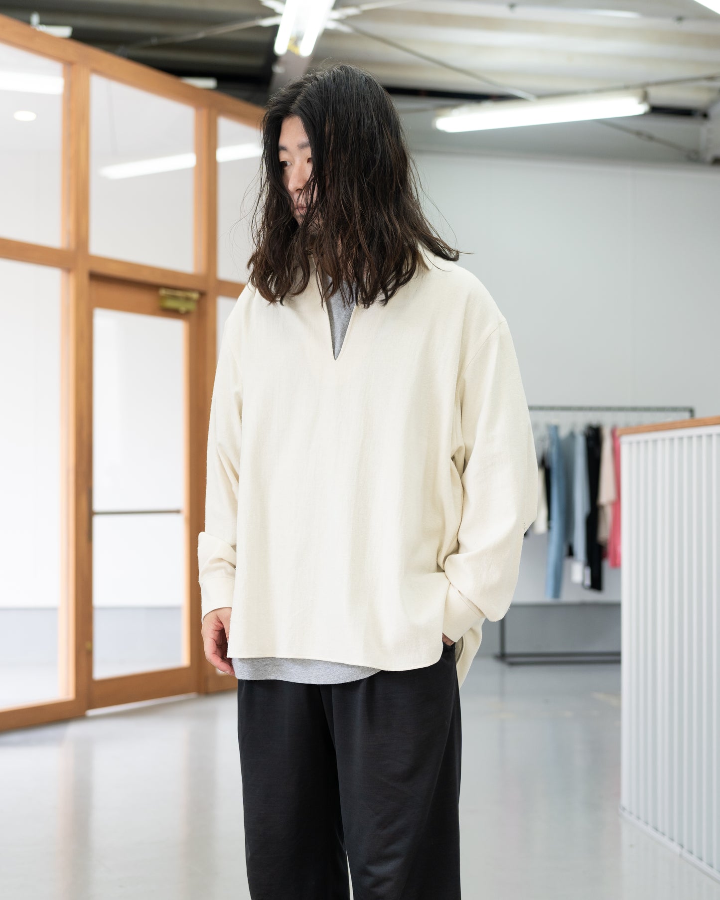 SILK COTTON SKIPPER SHIRTS - WHITE