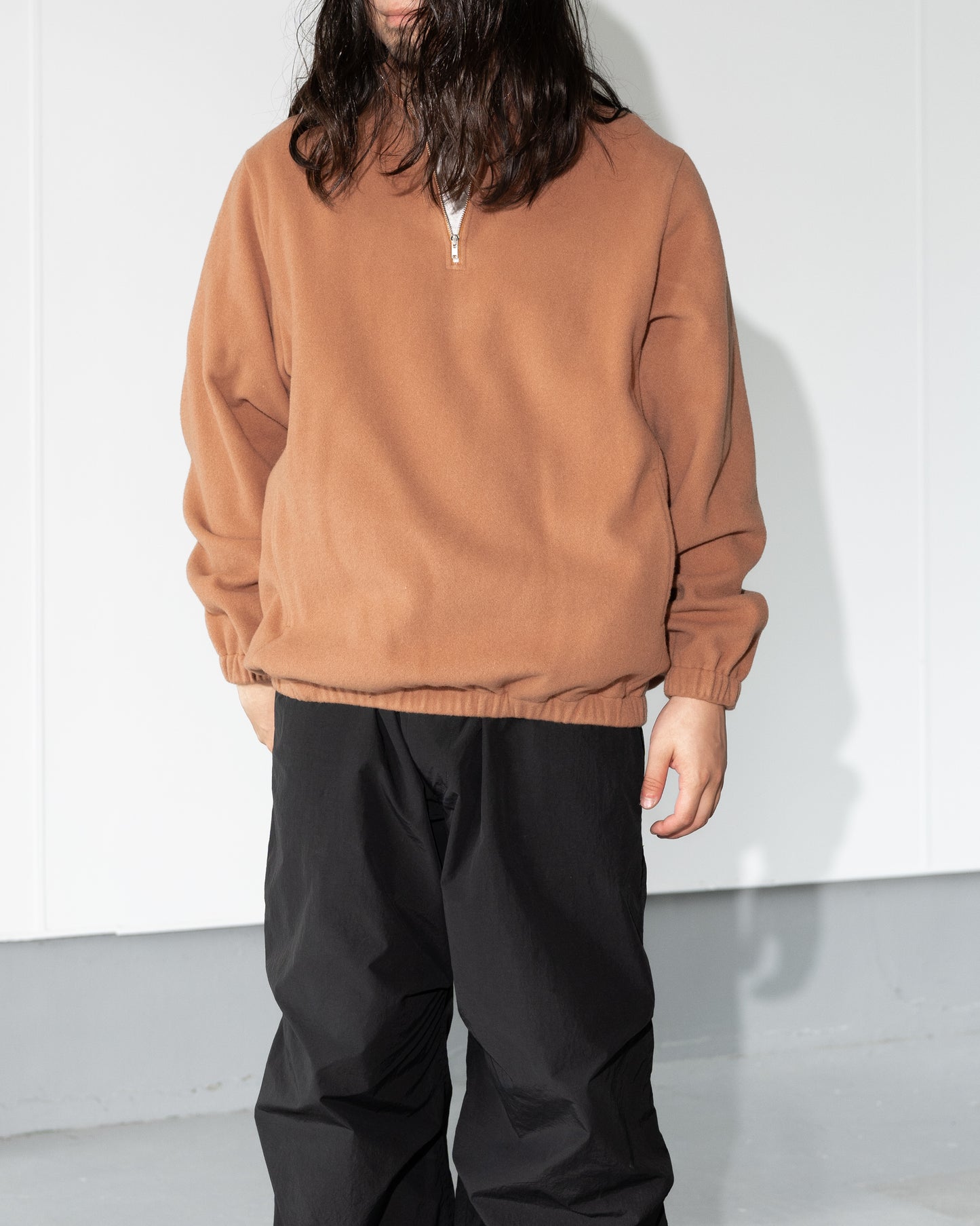 BRUSHED WOOL PULLOVER - ORANGE