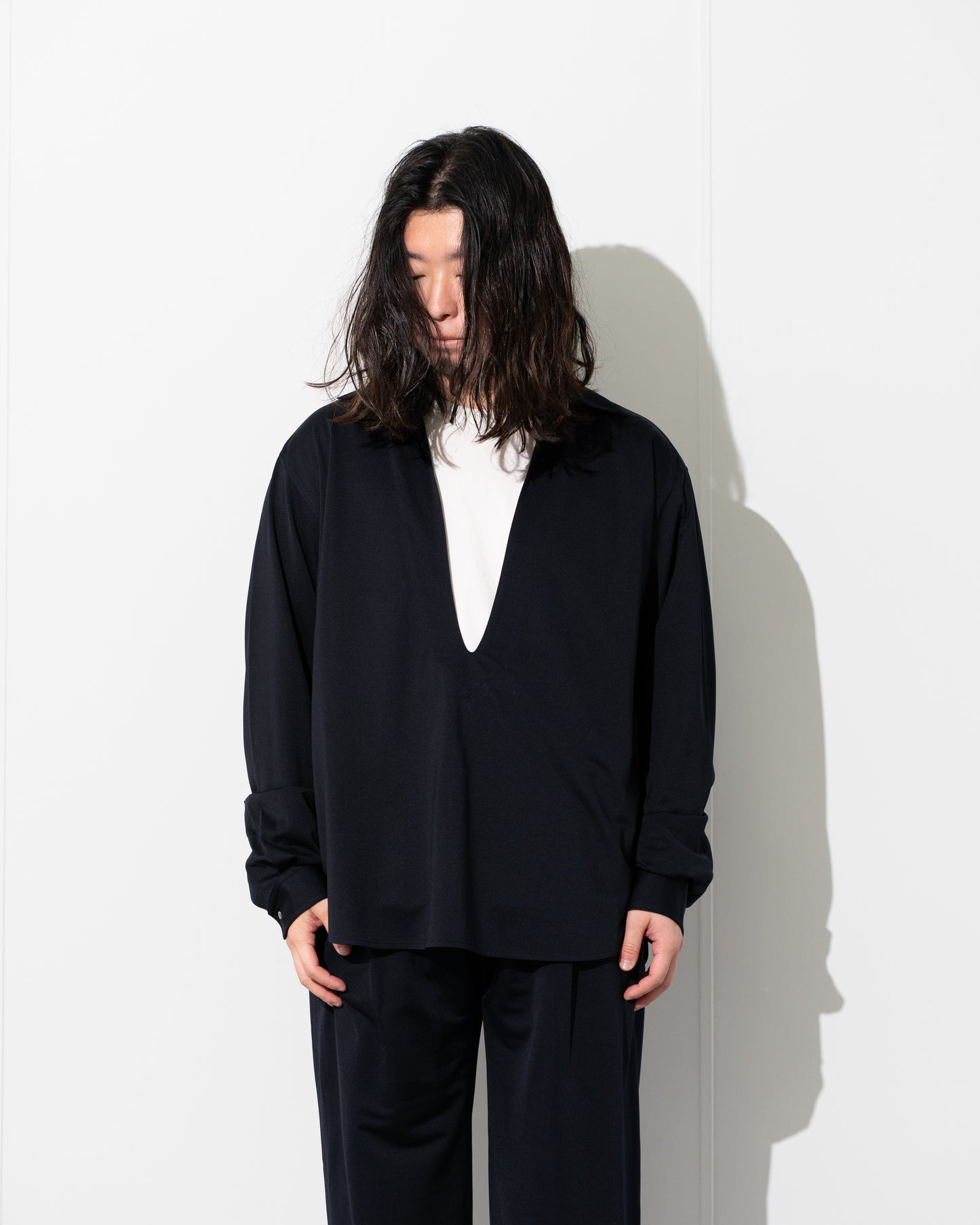 46G SILK BLEND VARRUSE SHIRT - BLACK