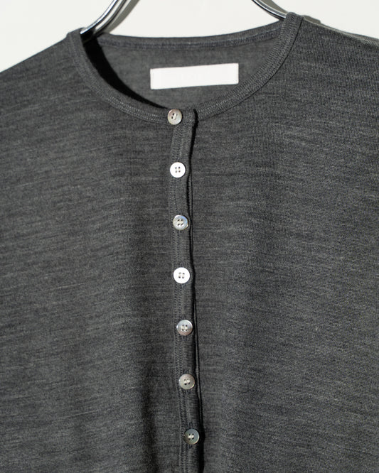 WOOL JERSEY DETACHABLE CARDIGAN - GRAY×IVORY