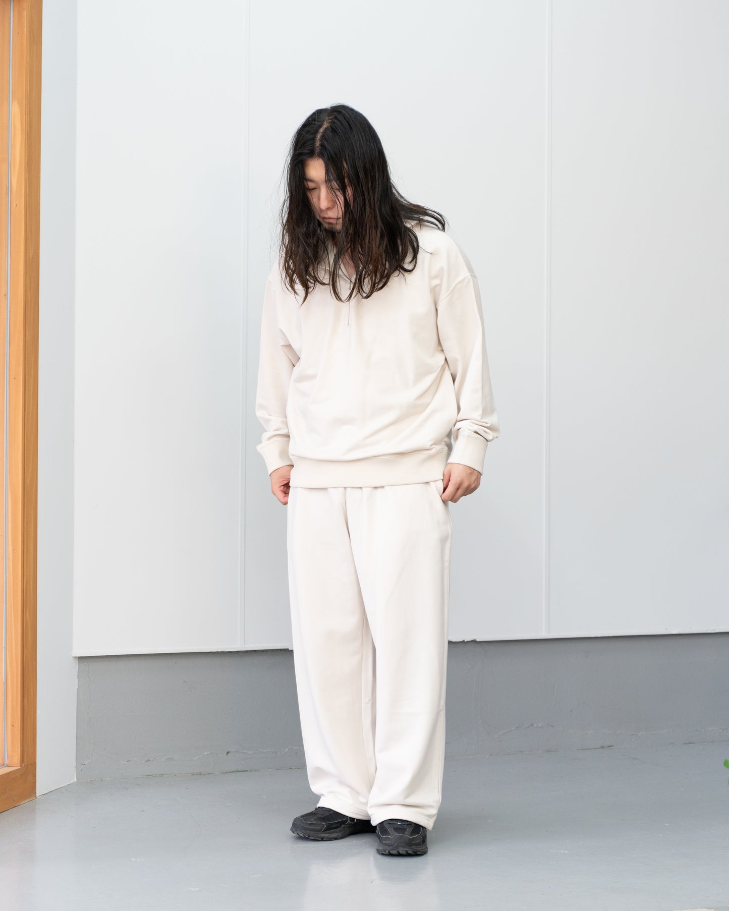 28G CUPRO HALF ZIP HOODIE - WHITE