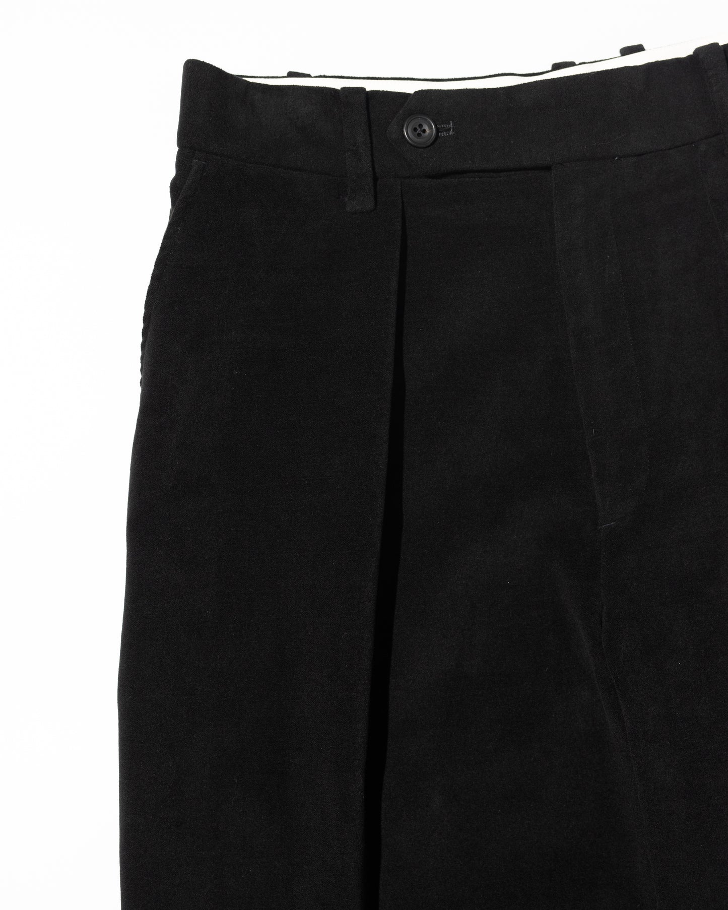 MOLESKIN PLEATED TROUSERS - BLACK