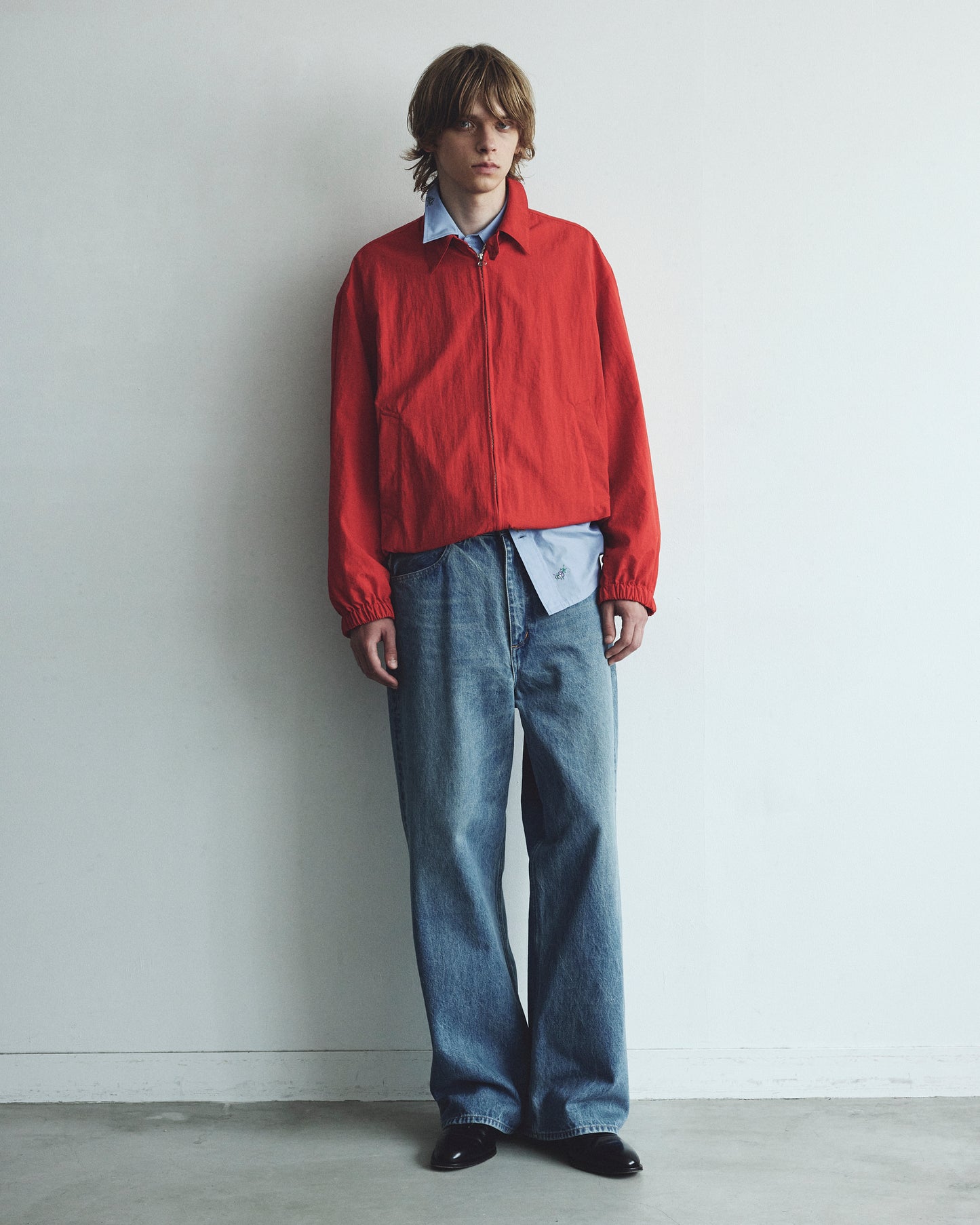 NYLON TAFFETA OVERSIZED DRIZZLER JACKET - RED