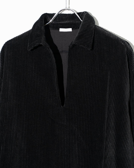 CORDUROY SKIPPER SHIRTS - BLACK