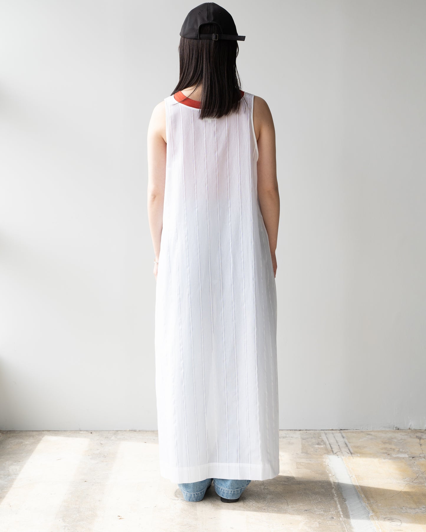 COTTON STRIPE ONE PIECE - WHITE