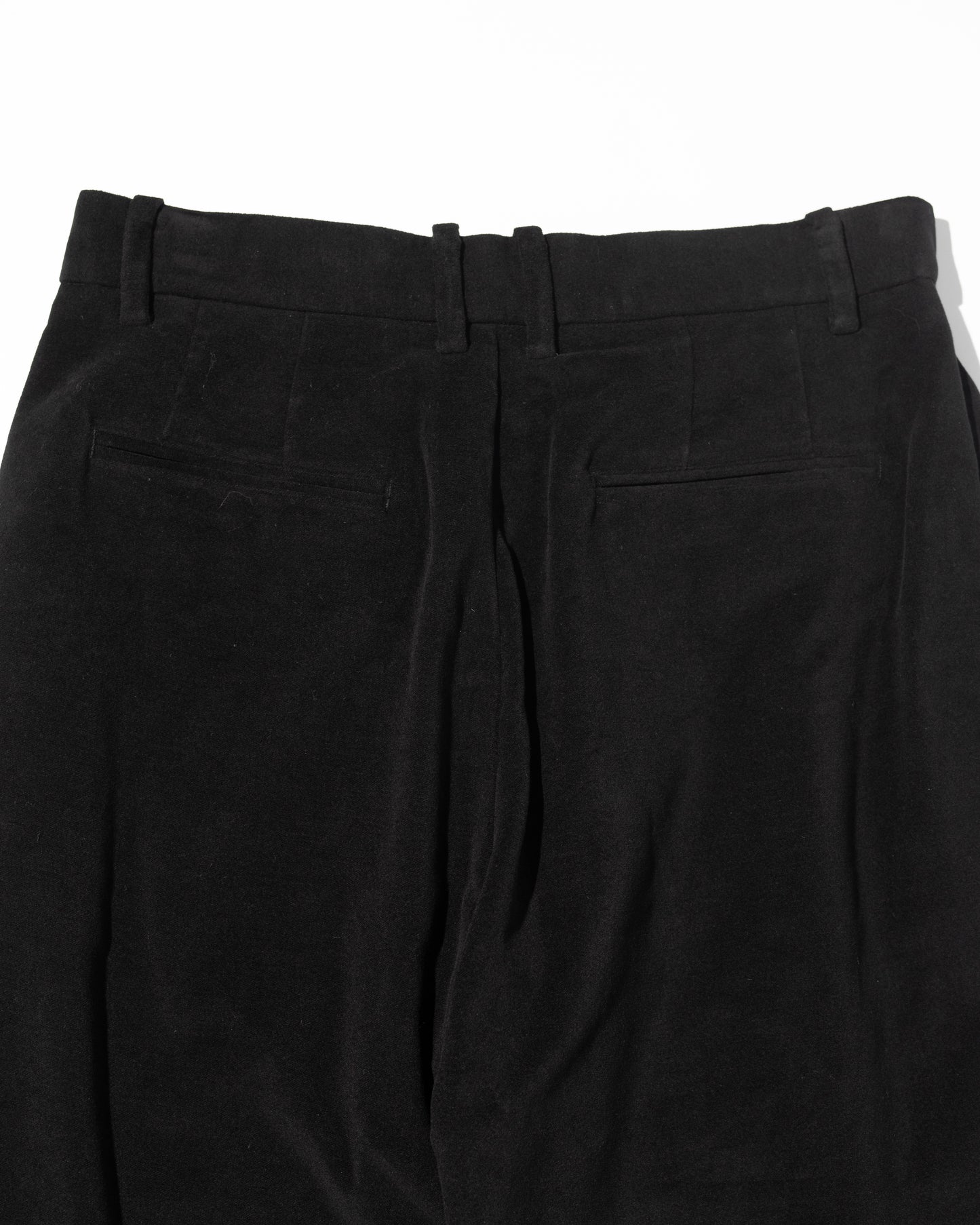 MOLESKIN PLEATED TROUSERS - BLACK