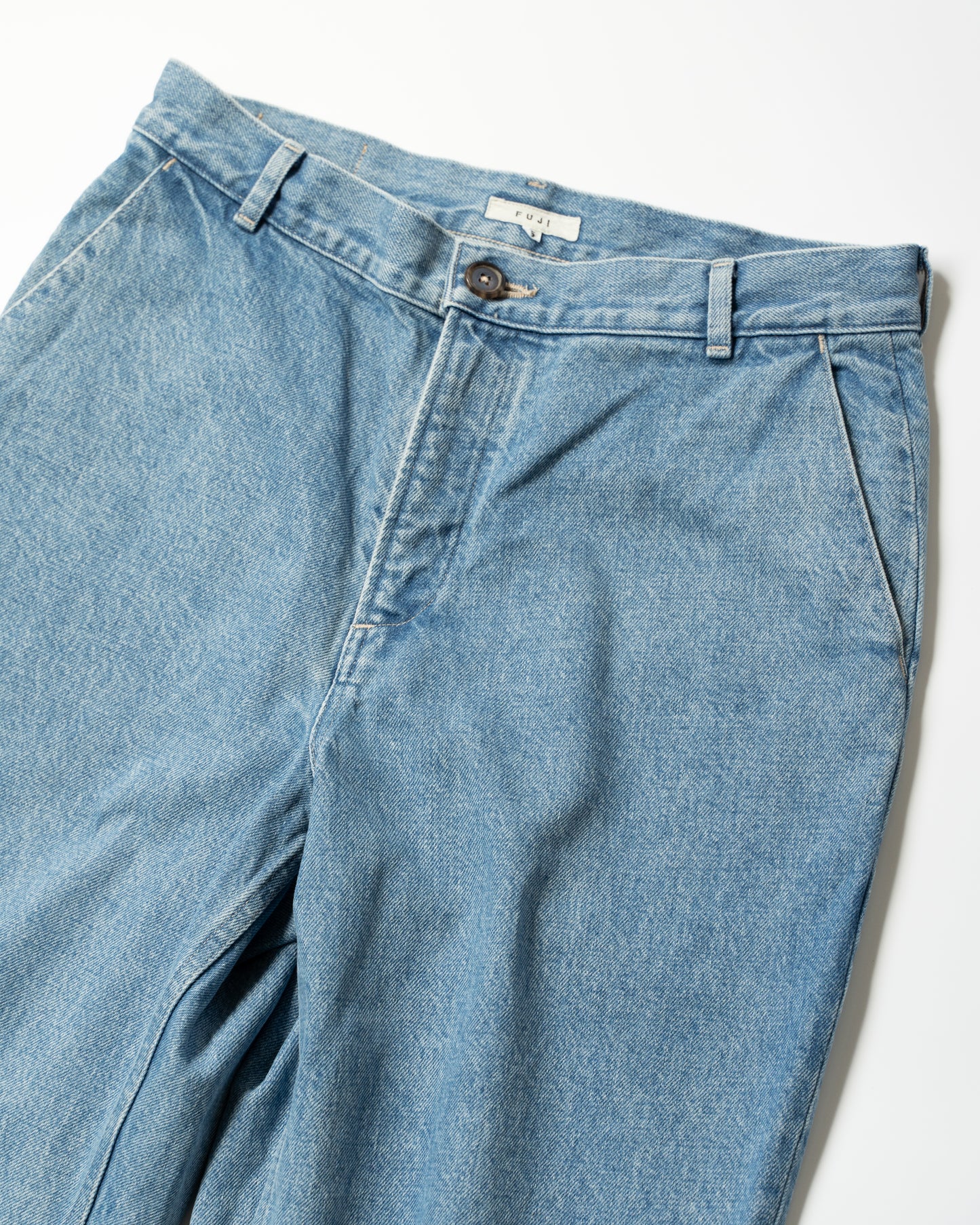 WASH DENIM SLACKS - BLUE